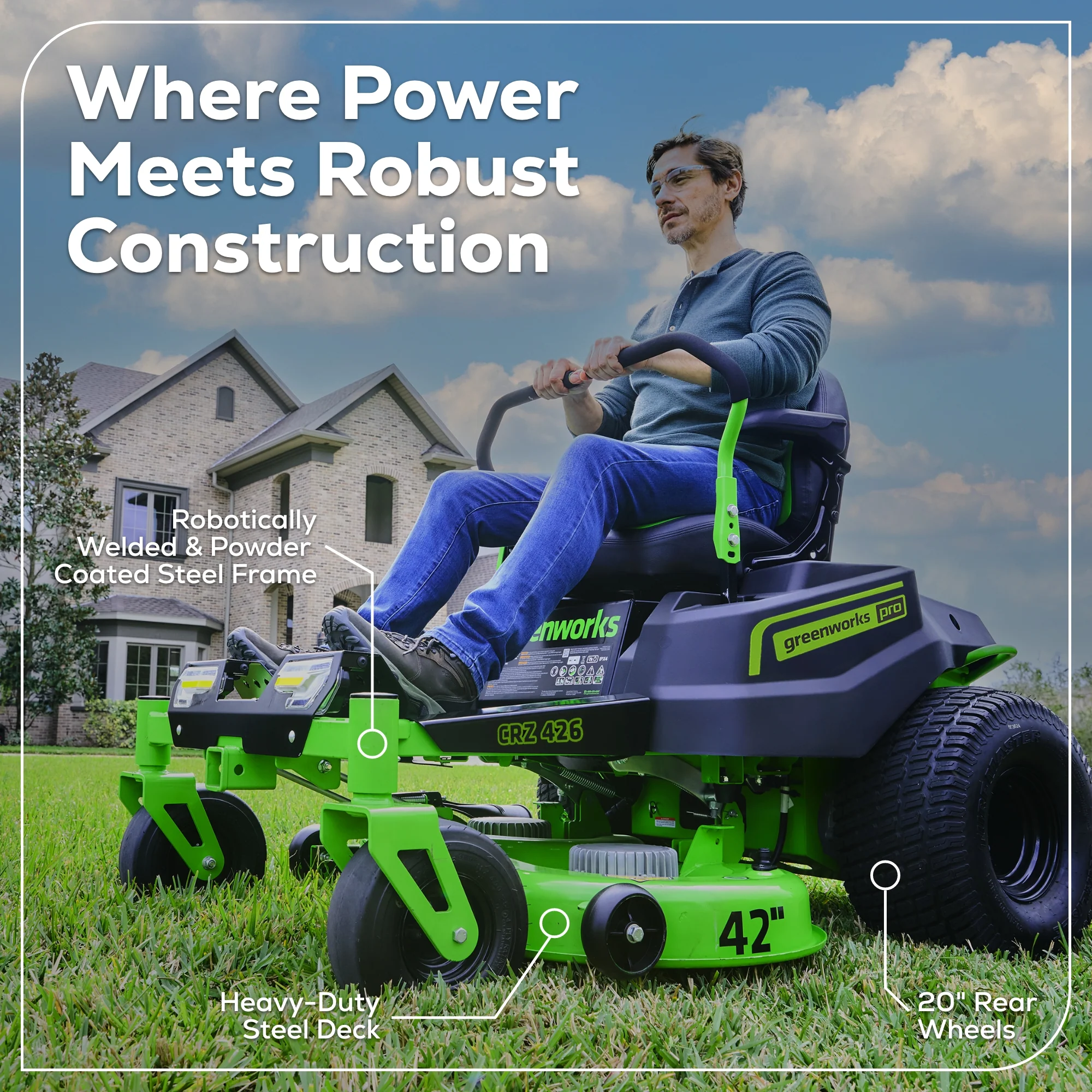 60V 42” Electric CrossoverZ Zero Turn Mower with (4) 8.0Ah Batteries & (2) Dual Port Turbo Chargers