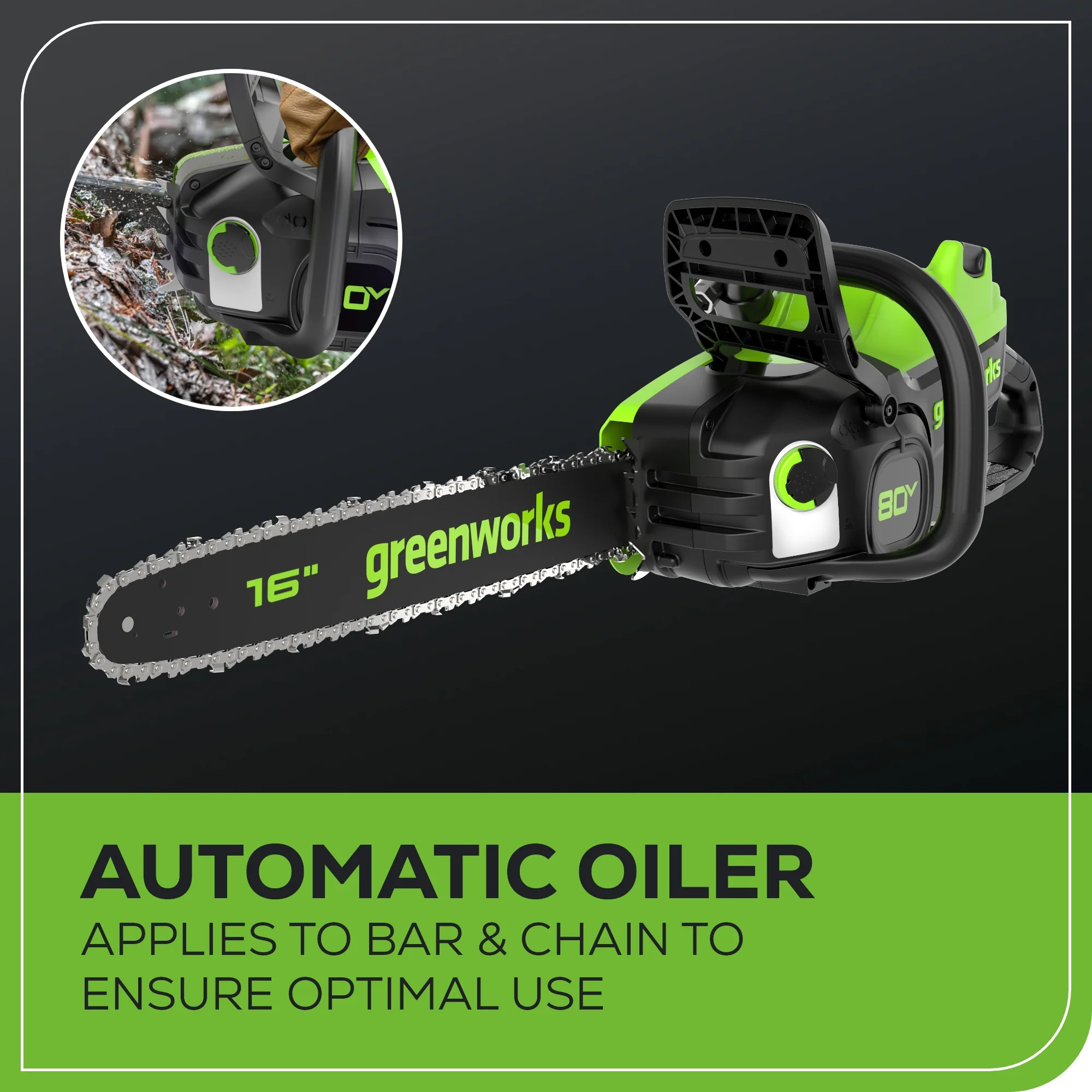 80V 16 2.0kW Cordless Battery Chainsaw w/ (1) 2.5Ah Battery & 2A Charger