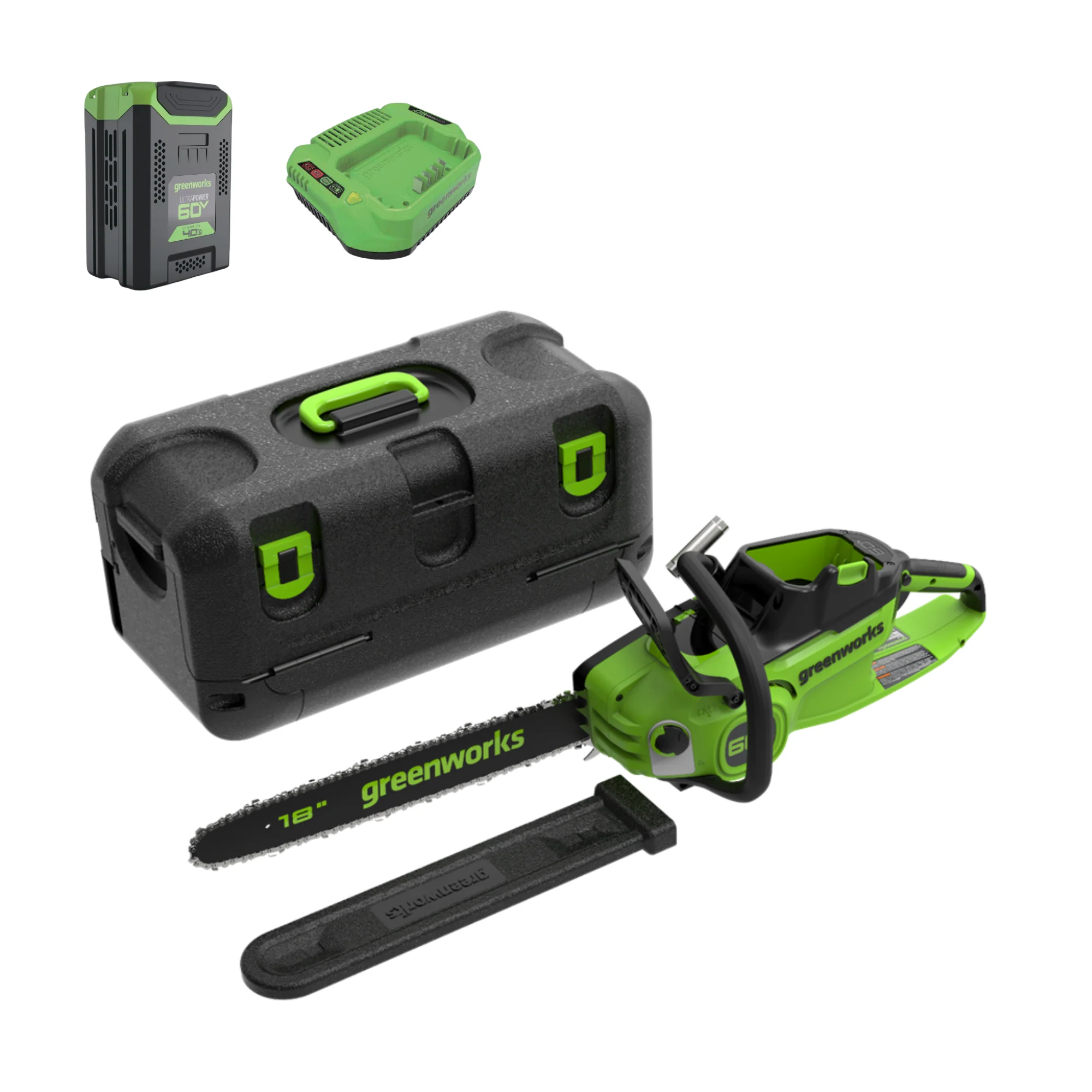 60V 18Cordless Battery 2.0KW Chainsaw and Hard Case w/ 4Ah Battery and Charger