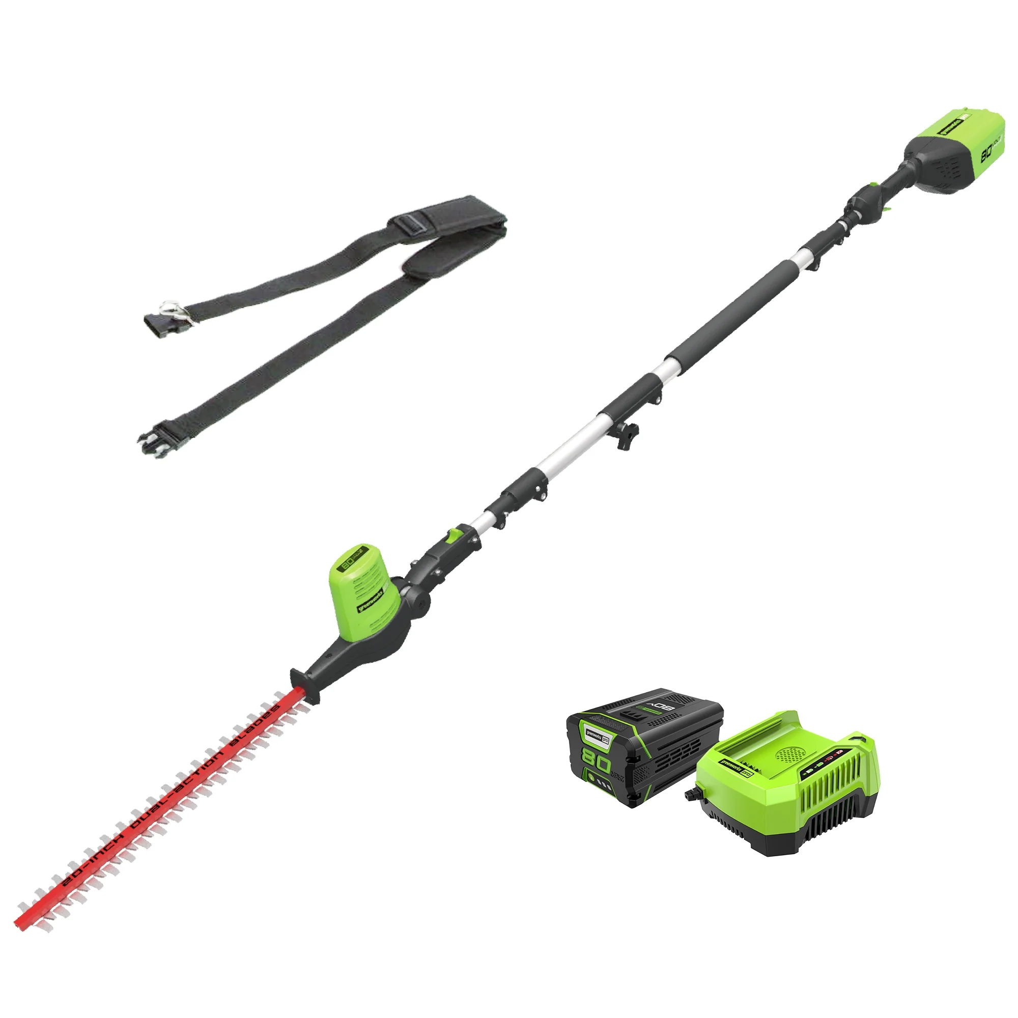 80V 20 Cordless Battery Pole Hedge Trimmer (3/4 cut, 3000 SPM) w/ 2.0Ah Battery & Charger