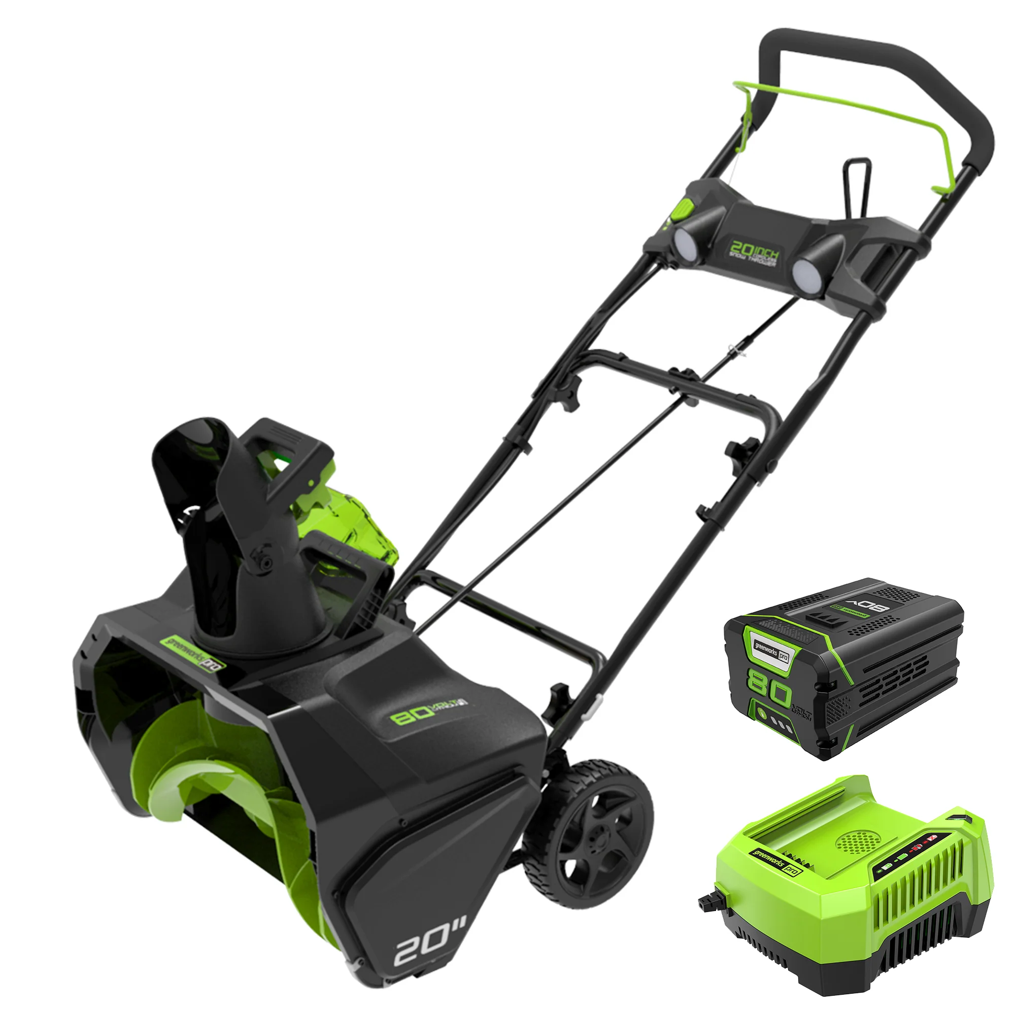 80V 20 Cordless Battery Single-Stage Snow Blower w/ 2.0Ah Battery & Charger