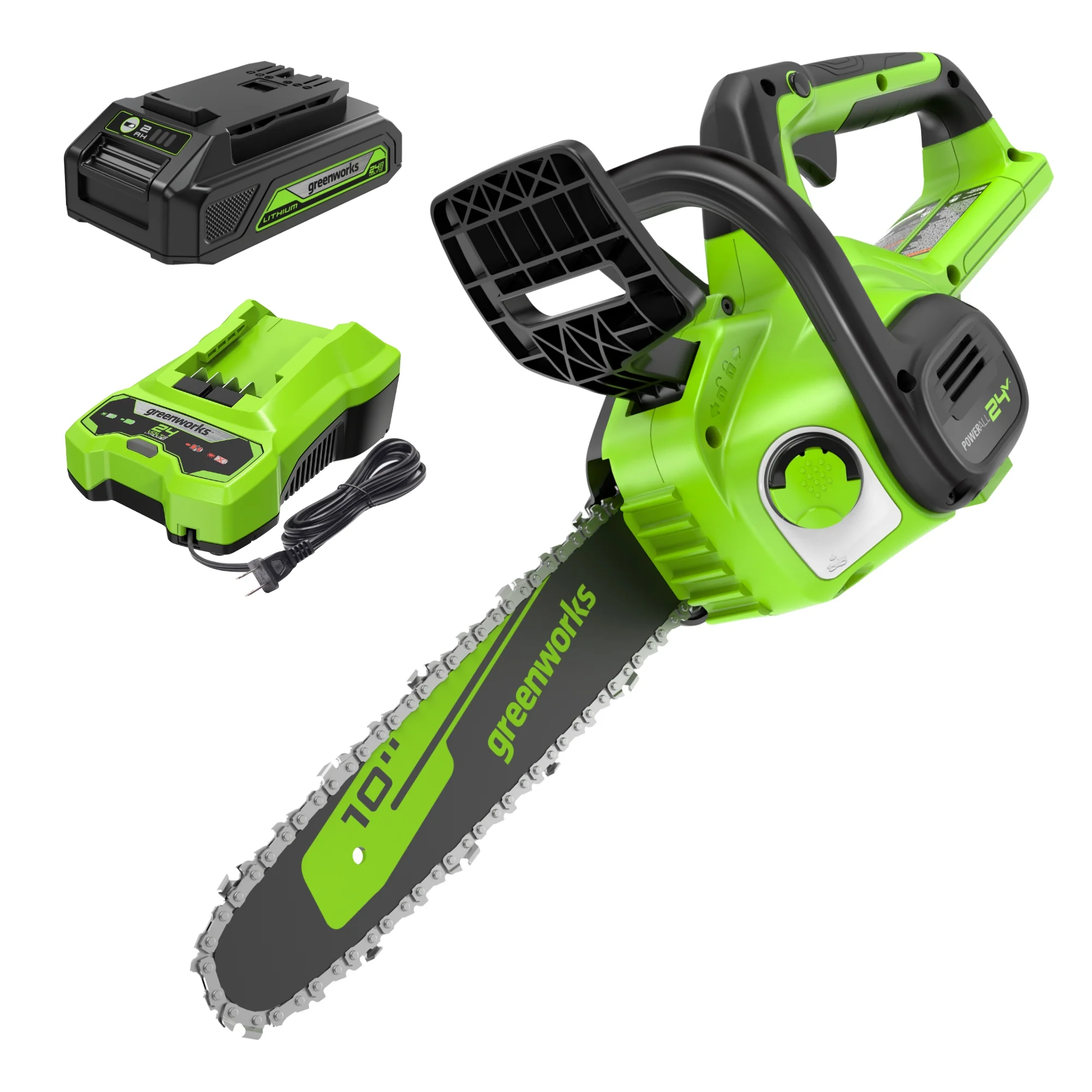 24V 10 Cordless Battery Chainsaw w/ 2.0Ah USB Battery & Charger