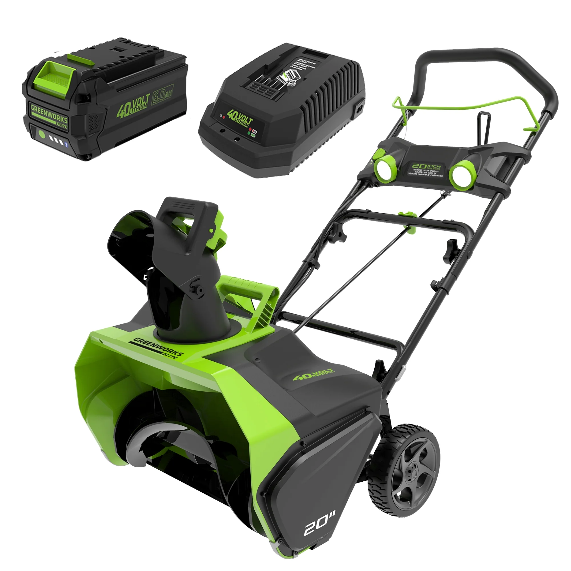 40V 20 Cordless Battery Single-Stage Snow Blower w/ 6.0Ah Battery & Charger