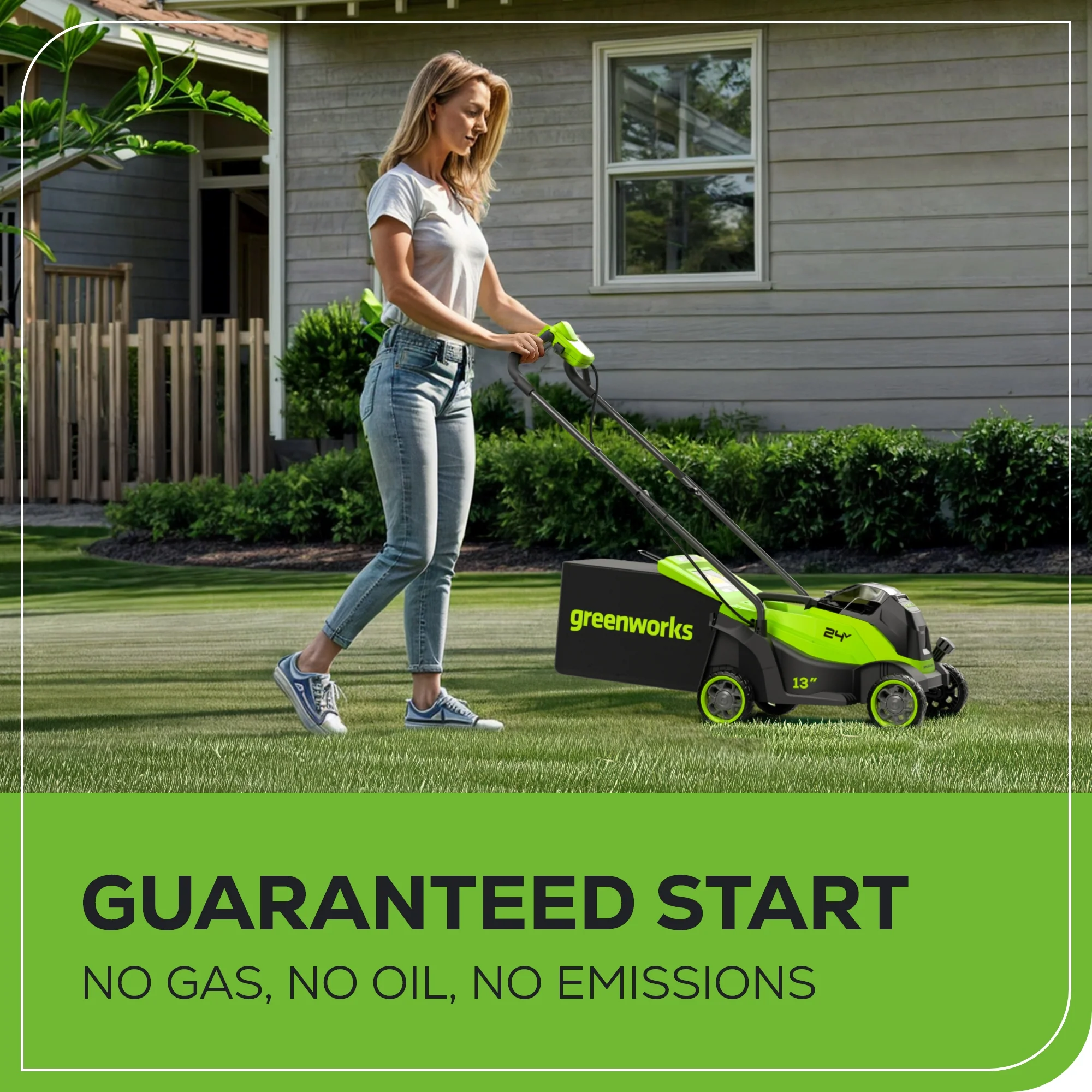 24V 13 Cordless Battery Brushless Push Lawn Mower w/ 4.0Ah Battery & Charger