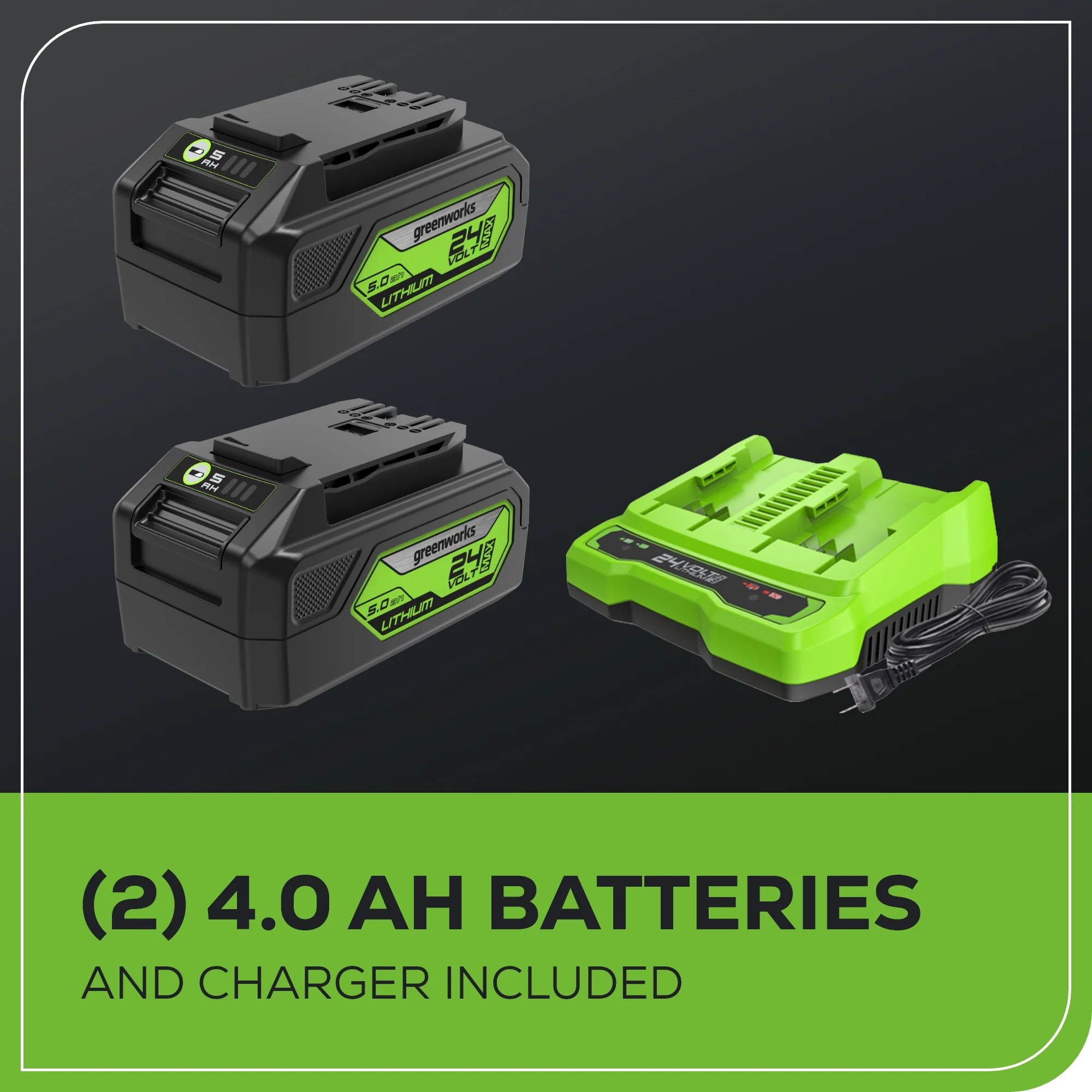 48V (2x24V) 8 Edger w/ (2) 4.0Ah USB Batteries & Dual Port Charger