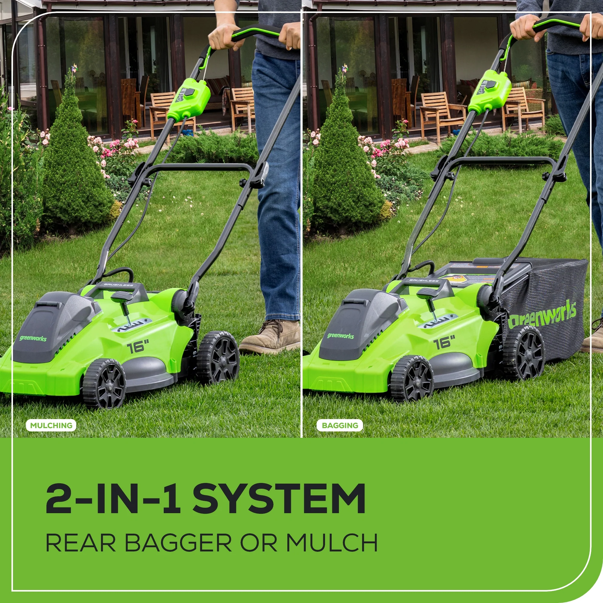 40V 16 Cordless Battery Brushless Push Lawn Mower & 350 CFM Blower Combo Kit w/ 4.0Ah Battery & Charger