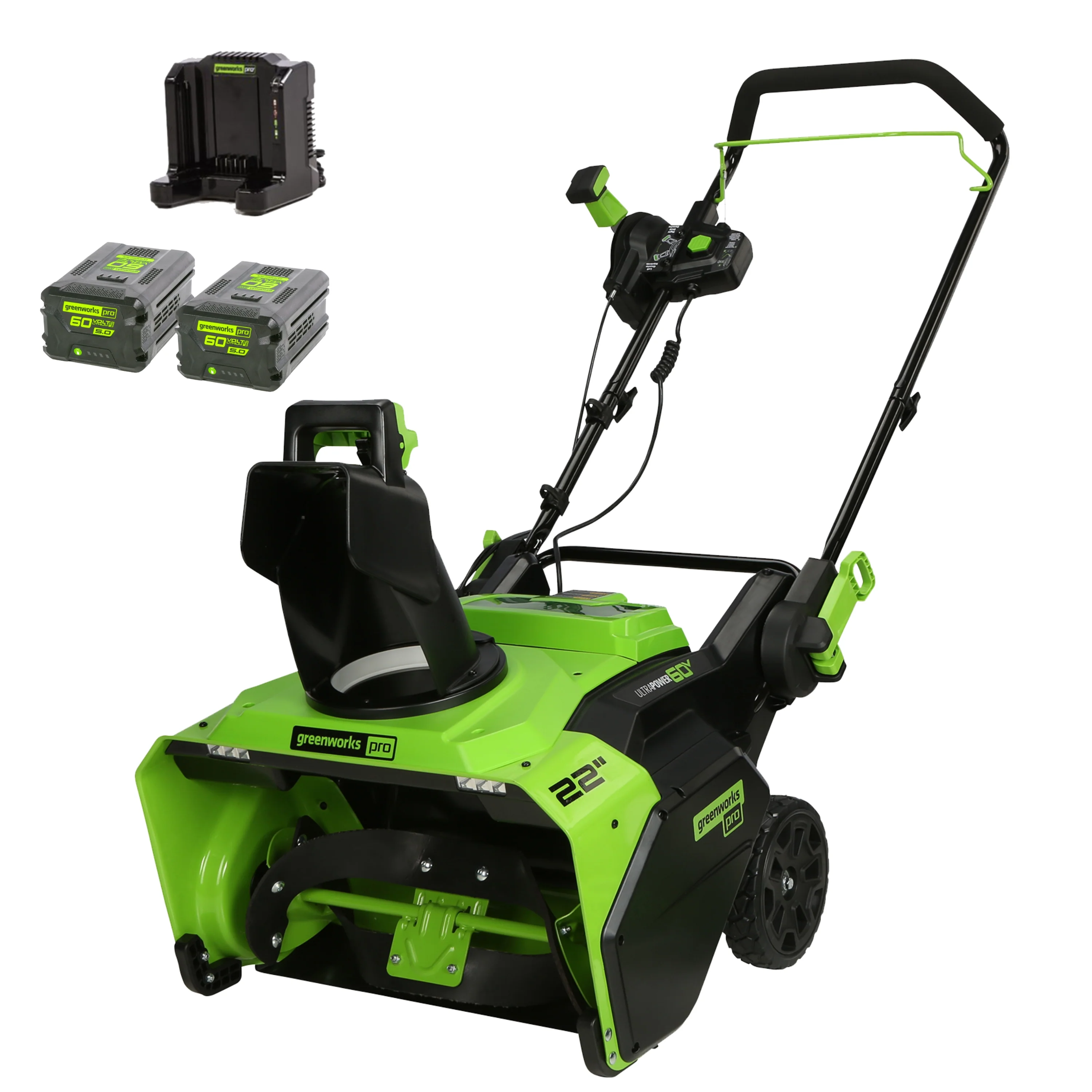 60V 22 Cordless Battery Single-Stage Snow Blower w/ Two (2) 5.0 Ah Batteries & Dual-Port Charger