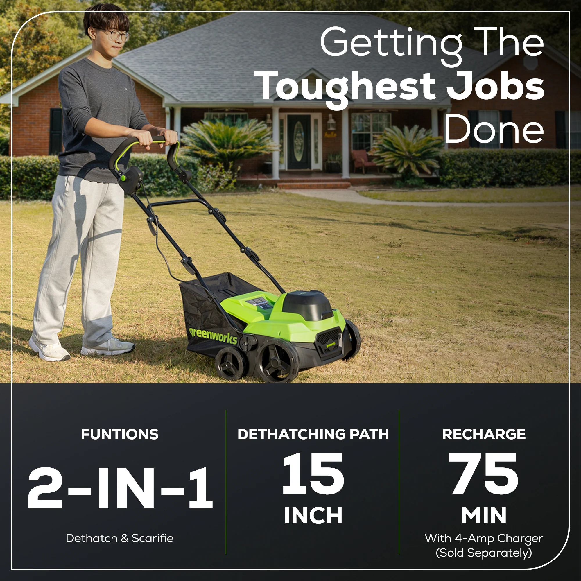40V 15 Cordless Battery Dethatcher/Scarifier (Tool Only)