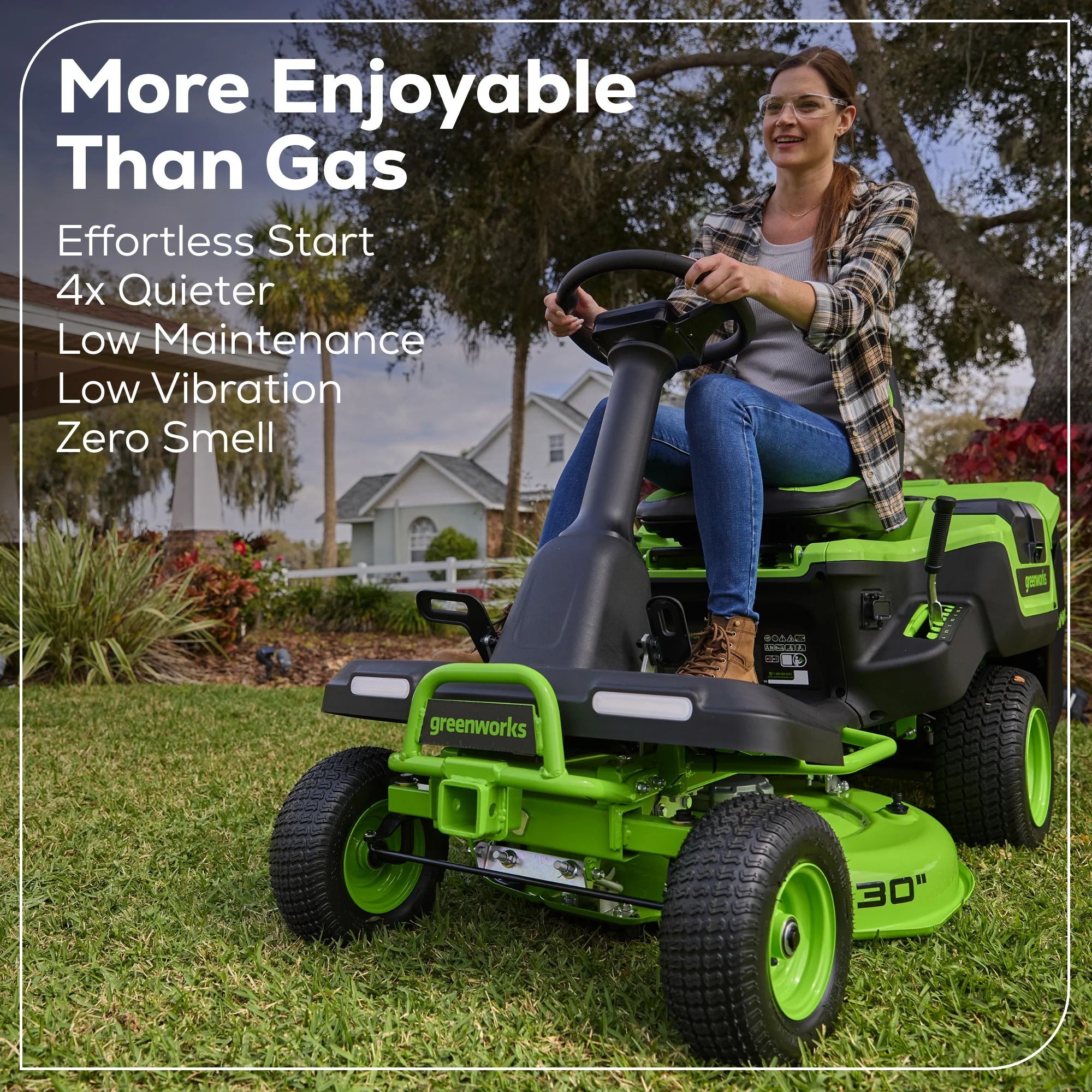 60V 30” CrossoverT Riding Lawn Tractor with (2) 8.0 Ah, (2) 4.0 Ah Batteries & 600-Watt Charger