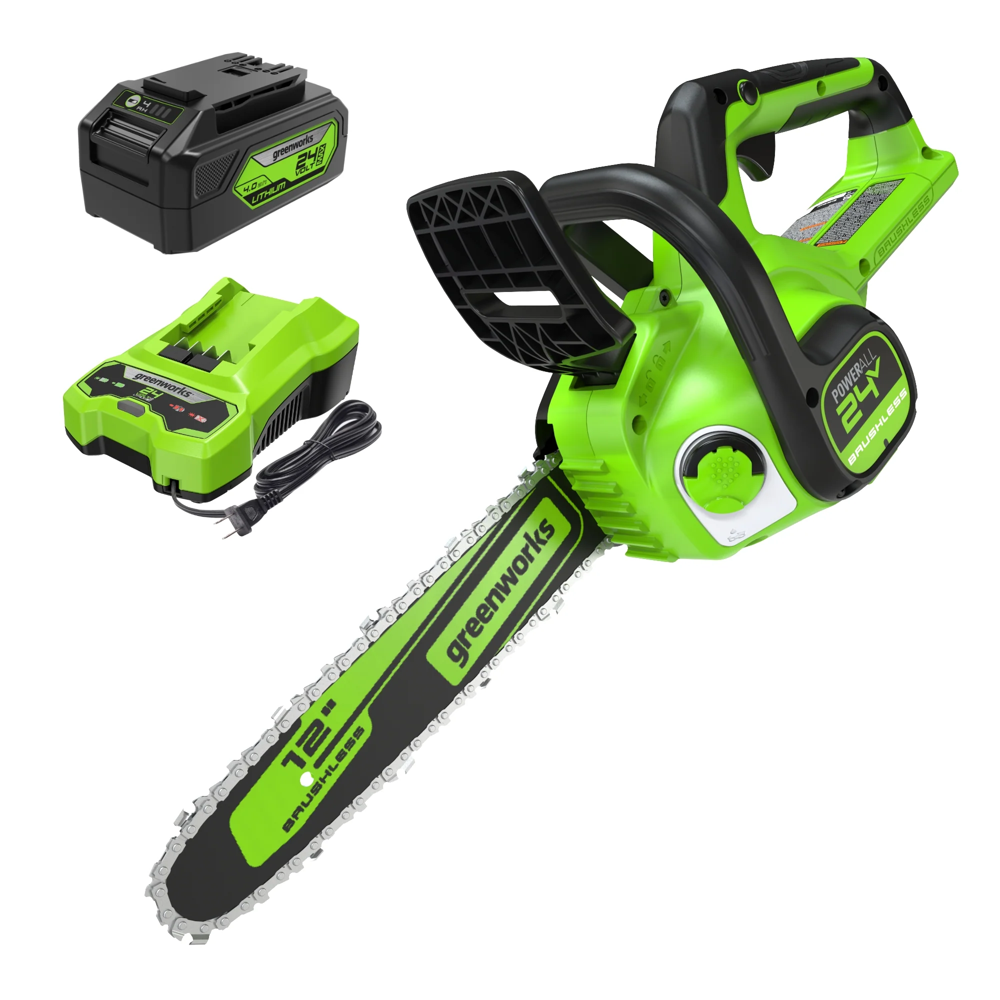 24V 12 Cordless Battery Chainsaw w/ 4.0Ah USB Battery & Charger