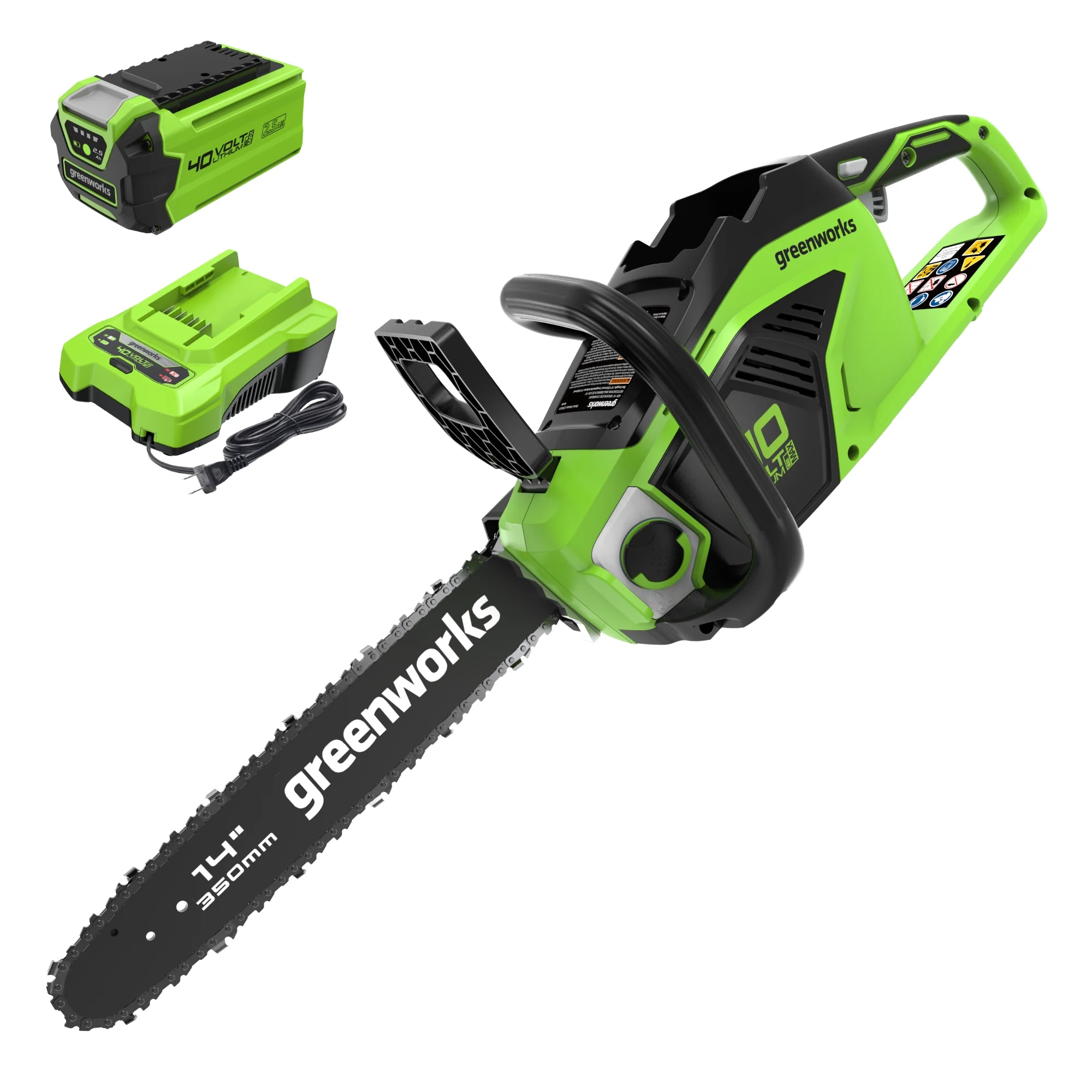40V 14 Cordless Battery 1.0kW Chainsaw w/ 2.5 Ah Battery & Charger