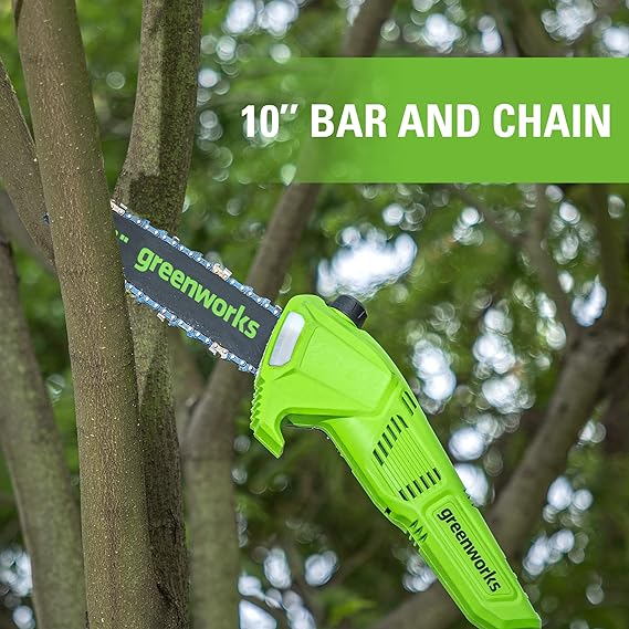 24V 10 Cordless Battery Polesaw & Pole Hedge Trimmer Combo Kit w/ 4Ah USB Battery and Charger