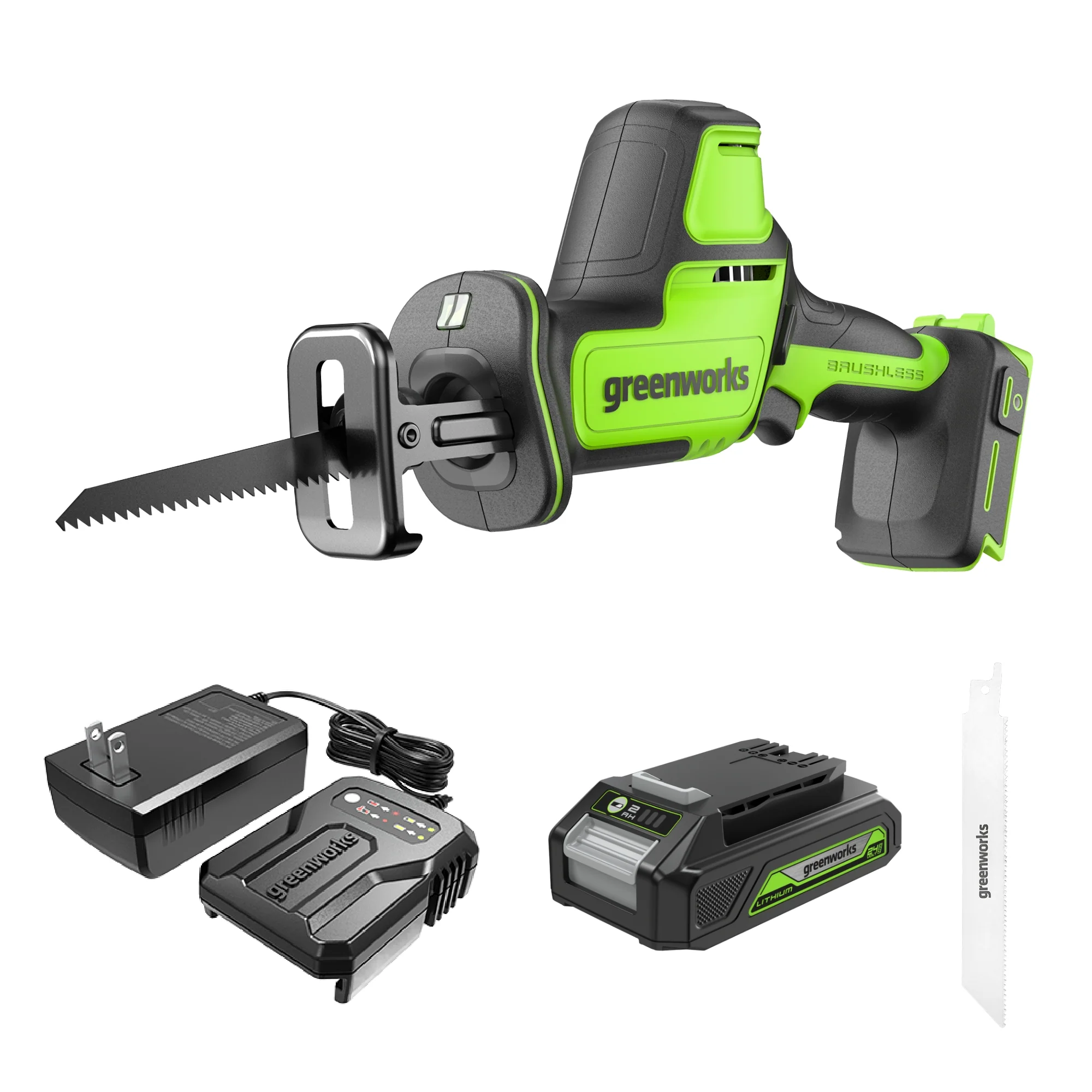 24V 1 One-Handed Compact Reciprocating Saw w/ 2.0Ah Battery & Charger