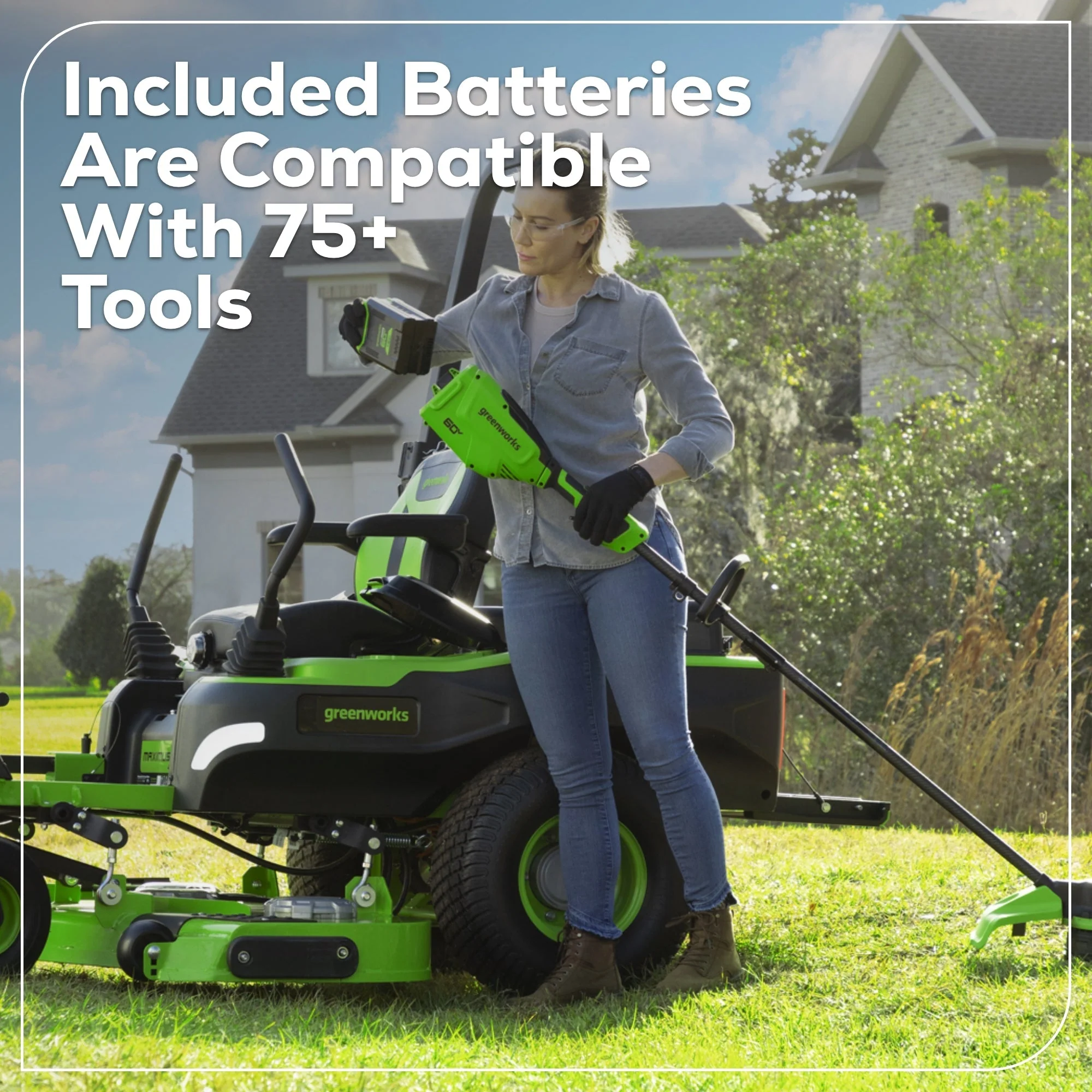 60V 54 MaximusZ Zero Turn Riding Mower 4PC Combo Kit with (2) 20.0 Ah, (2) 8.0 Ah, (2) 4.0 Ah & (1)2.5Ah Batteries and (2) Charger