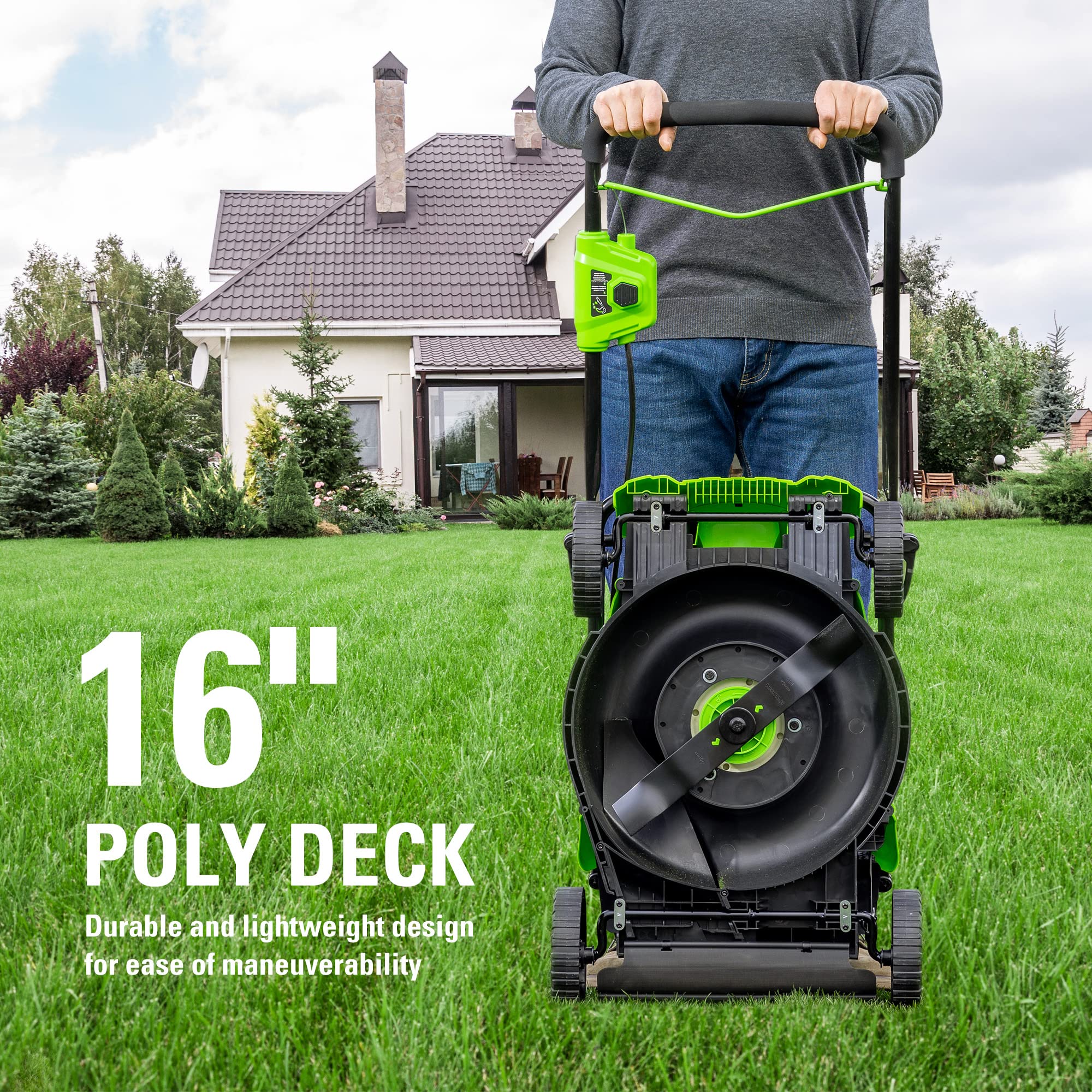 40V 16 Cordless Battery Push Mower 3pc Combo Kit w/ 4Ah Battery, 2Ah Battery & Charger