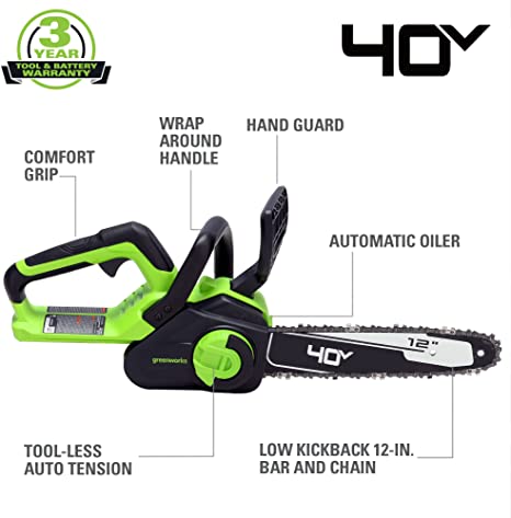 40V 12 Cordless Battery Chainsaw w/ 2.0 Ah Battery & Charger