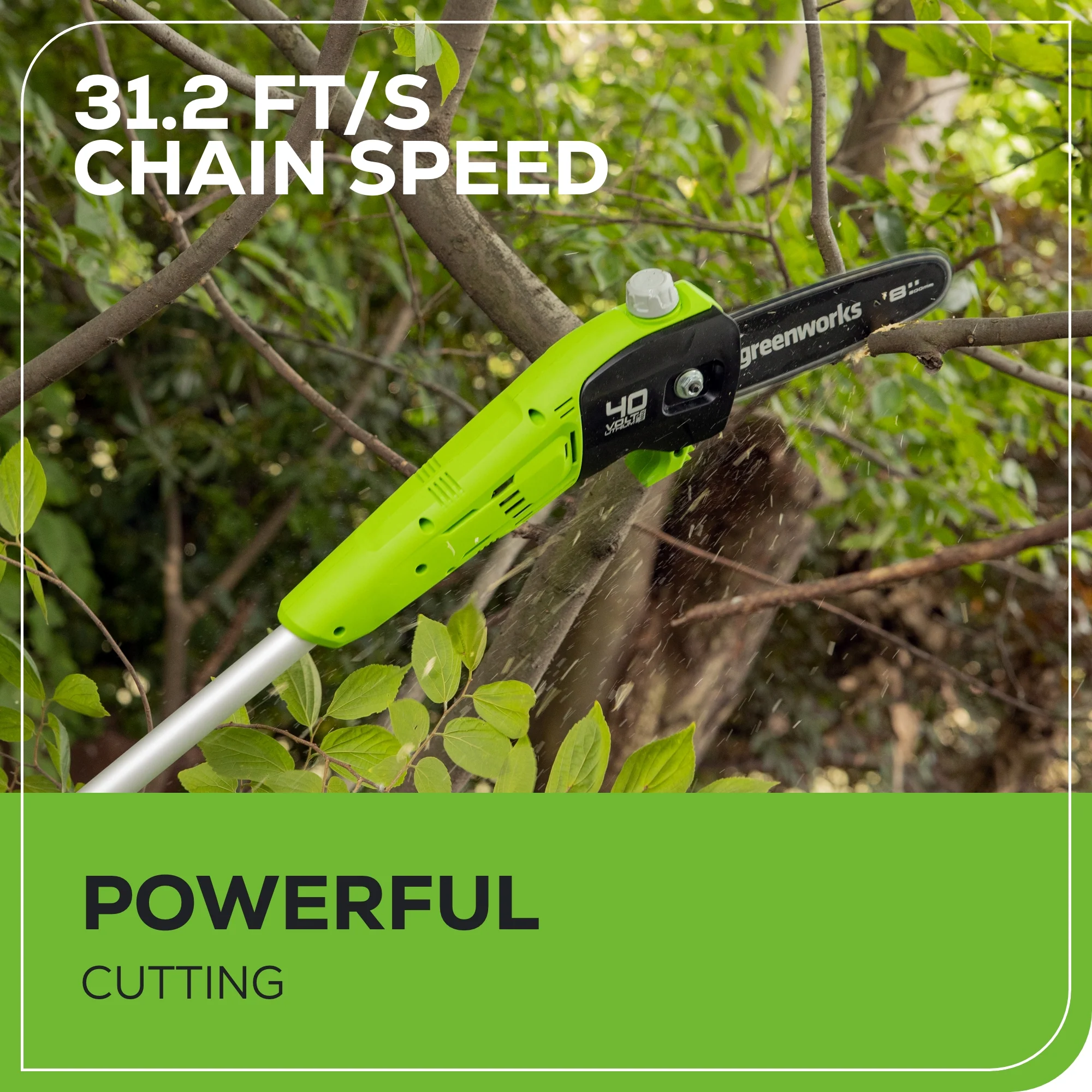 40V 8 Cordless Battery Pole Saw w/ 2.0 Ah Battery & Charger