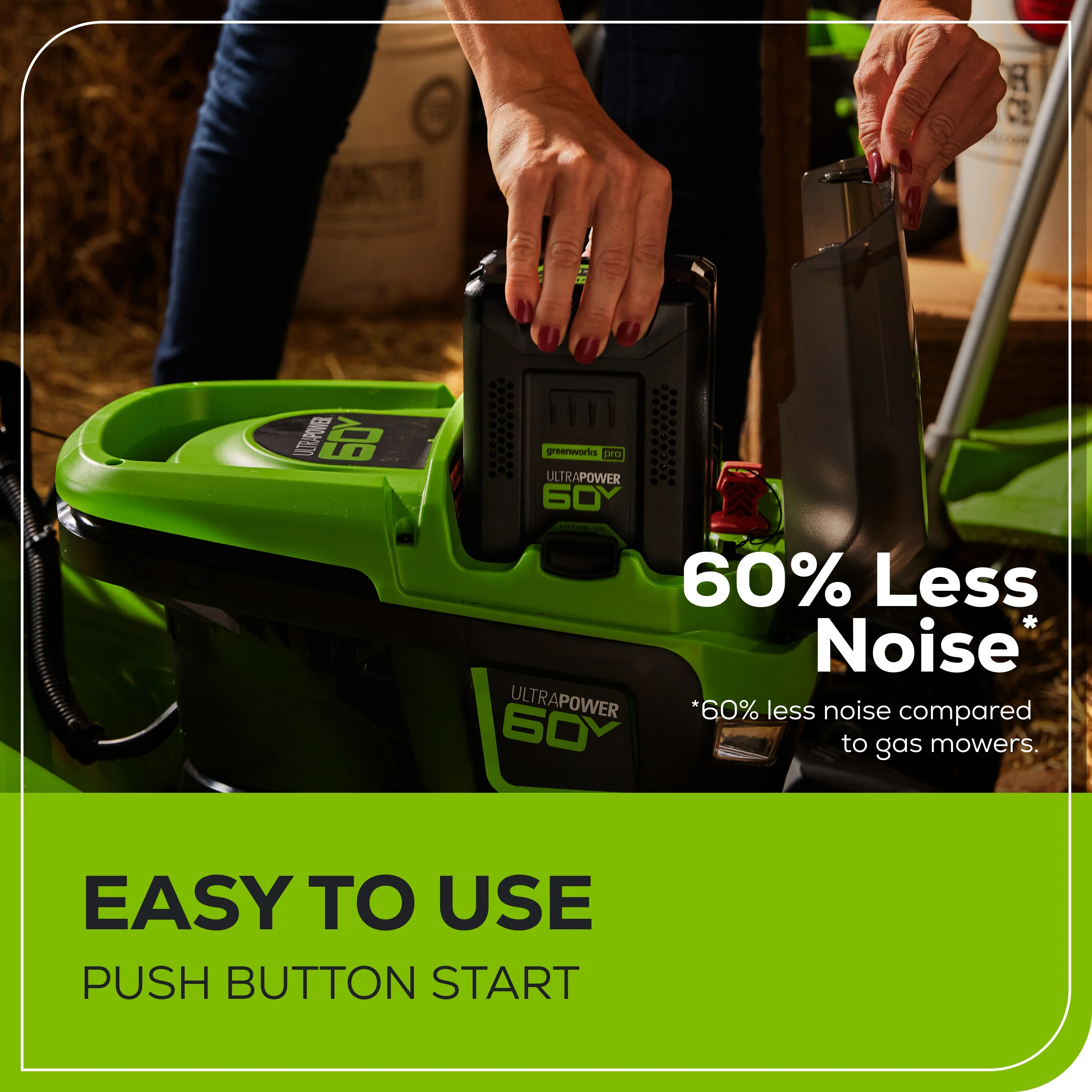 RENEWED 60V 21 Cordless Battery Push Lawn Mower w/ 5.0Ah Battery & Charger