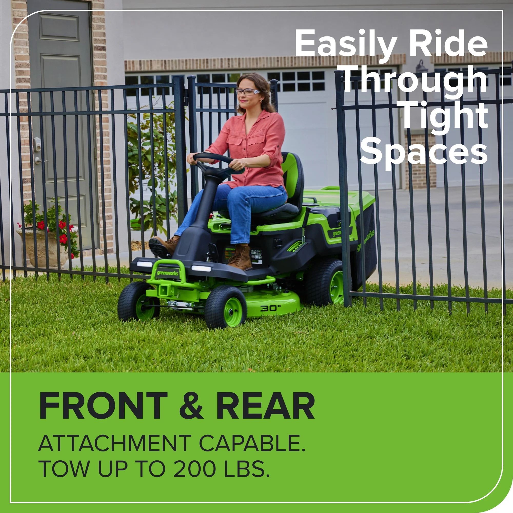60V 30” CrossoverT Riding Lawn Tractor with (4) 8.0Ah Batteries & 600-Watt Charger