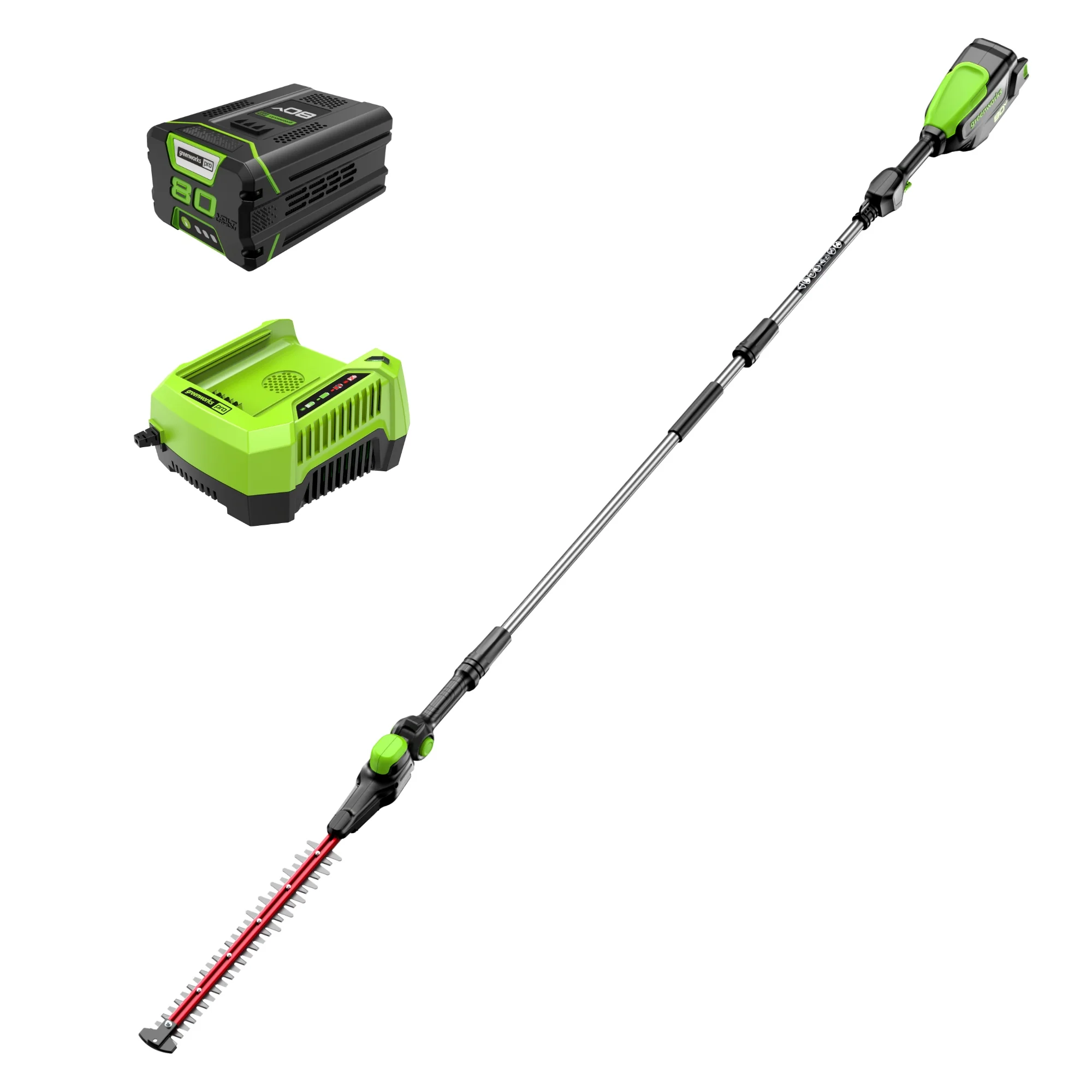 80V 20 Cordless Battery Pole Hedge Trimmer (1.2 cut, 4000 SPM) w/ 2.0Ah Battery & Charger