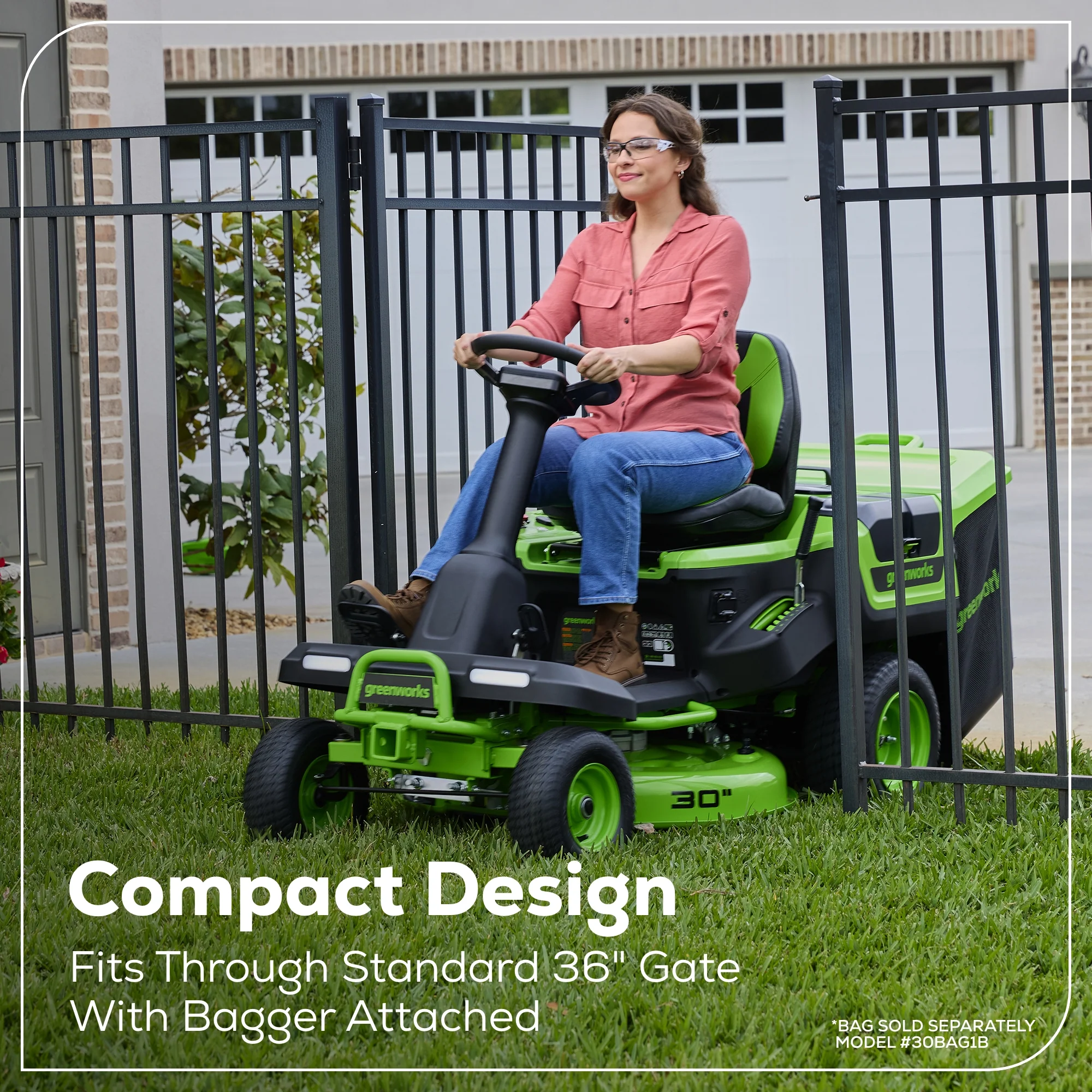 60V 30” CrossoverT Riding Lawn Tractor with (2) 8.0 Ah, (2) 4.0 Ah Batteries & 600-Watt Charger