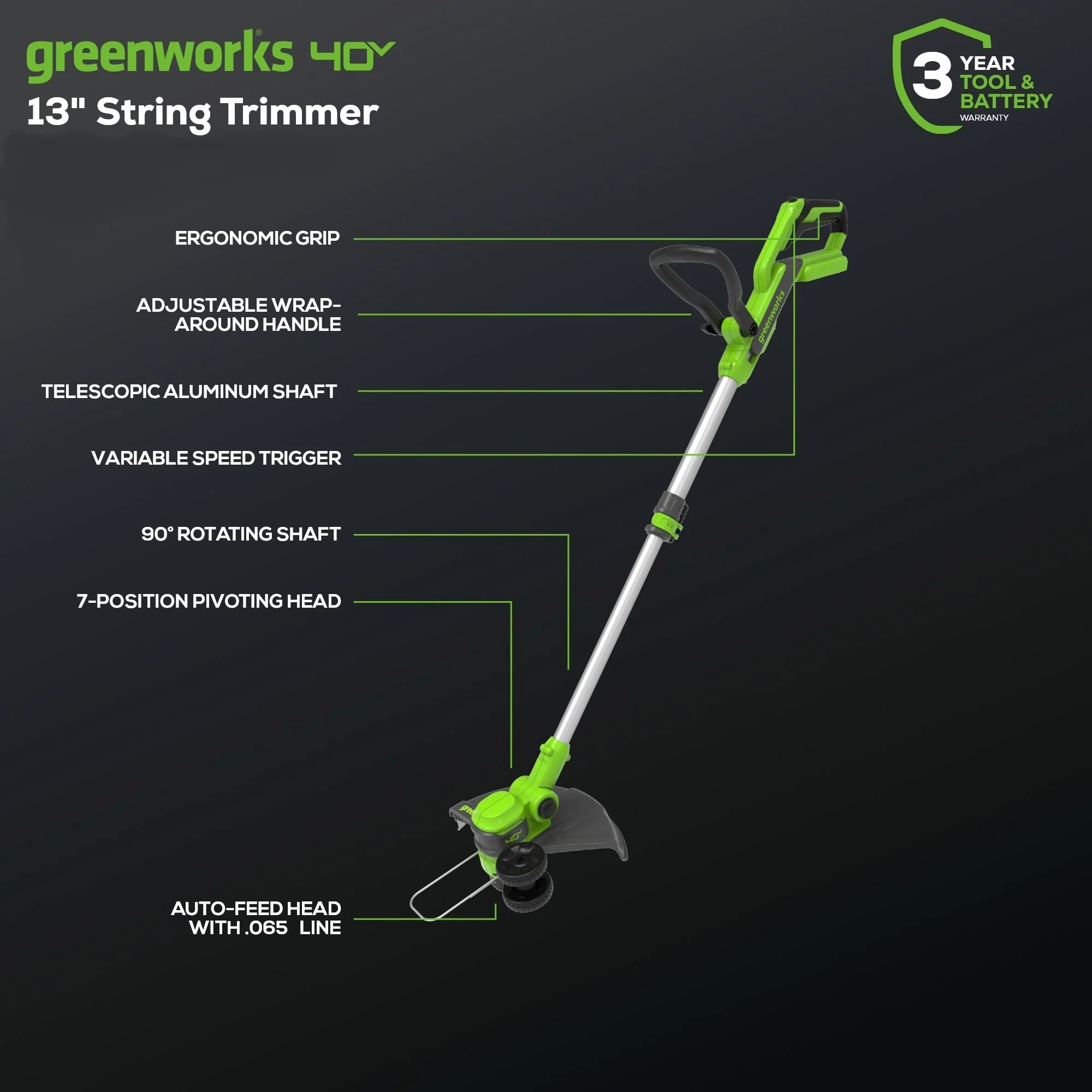 40V 13 Cordless Battery String Trimmer and 350 CFM Leaf Blower Combo Kit w/ 4.0Ah Battery & Charger