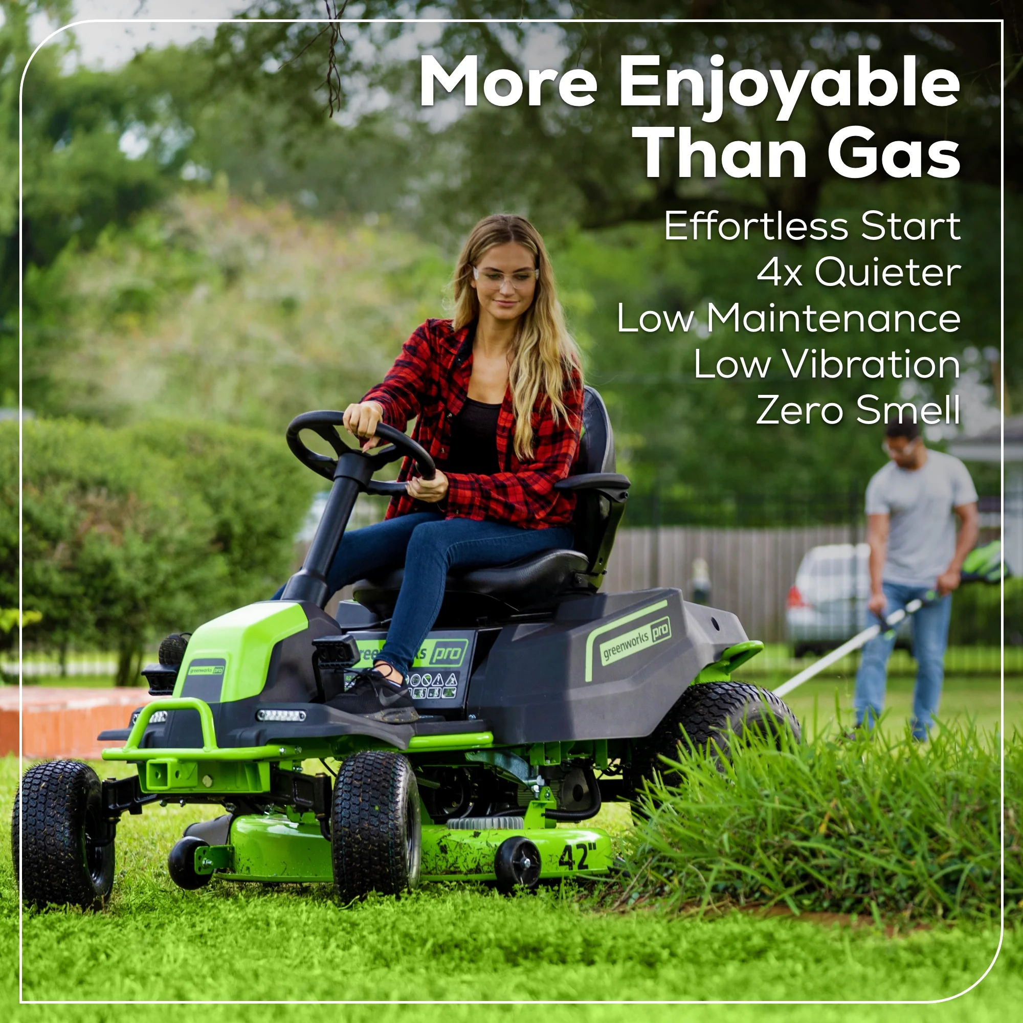 60V 42 Cordless Battery CrossoverT Riding Lawn Mower w/ Six (6) 8.0Ah Batteries and Three (3) Dual Port Turbo Chargers