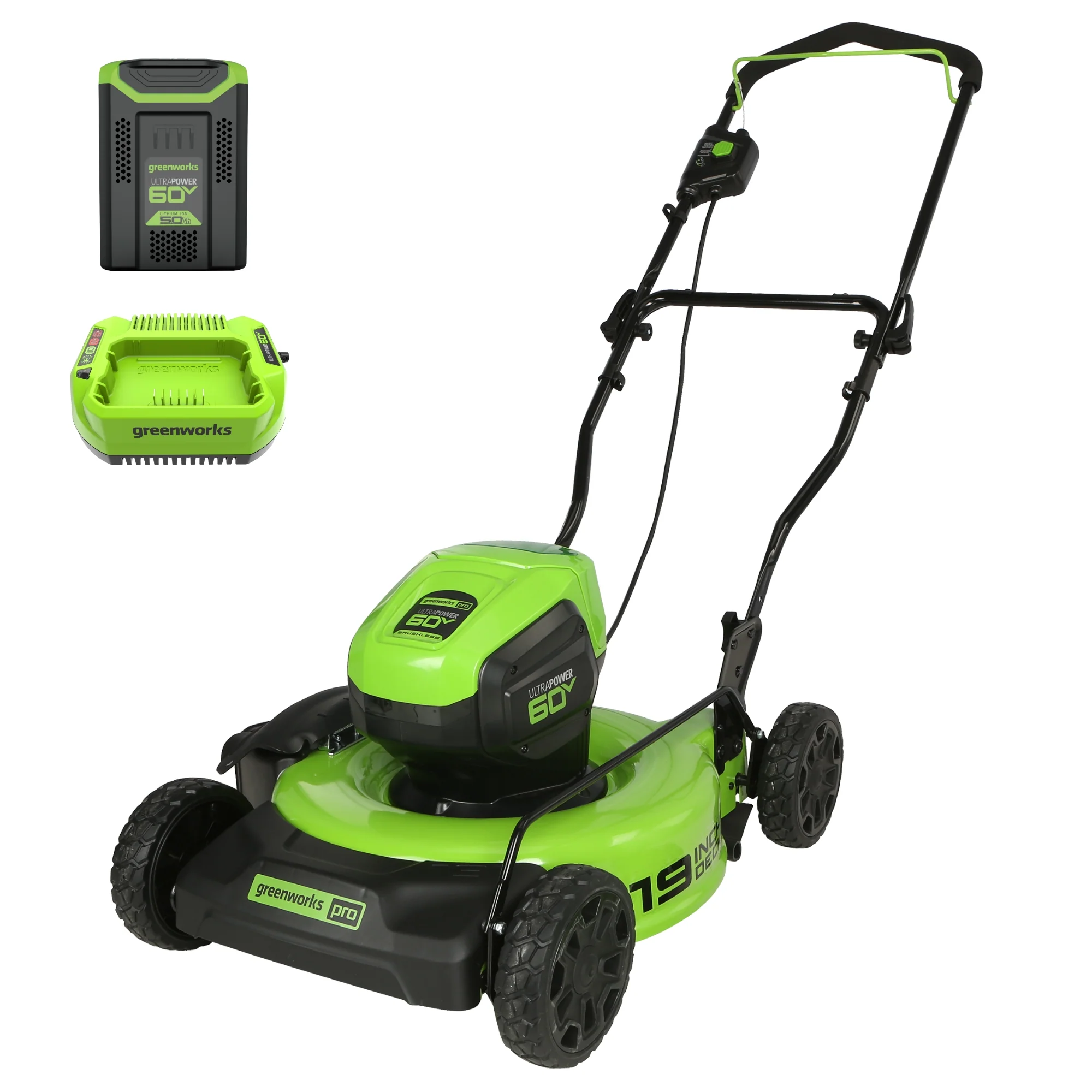 60V 19 Cordless Battery Push Lawn Mower w/ 5.0Ah Battery & Charger