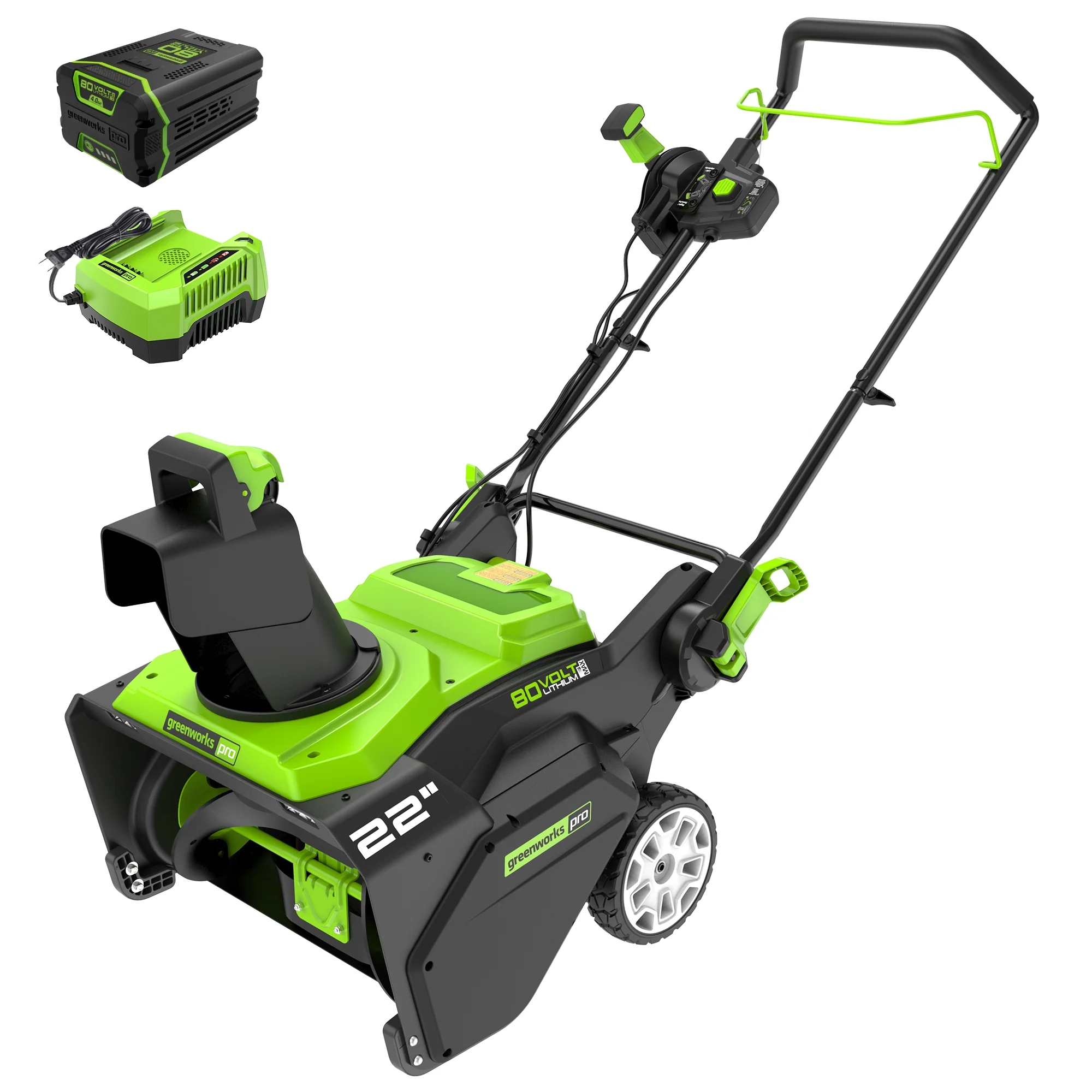 80V 22 Cordless Battery Single-Stage Snow Blower w/ 4.0 Ah Battery & Charger