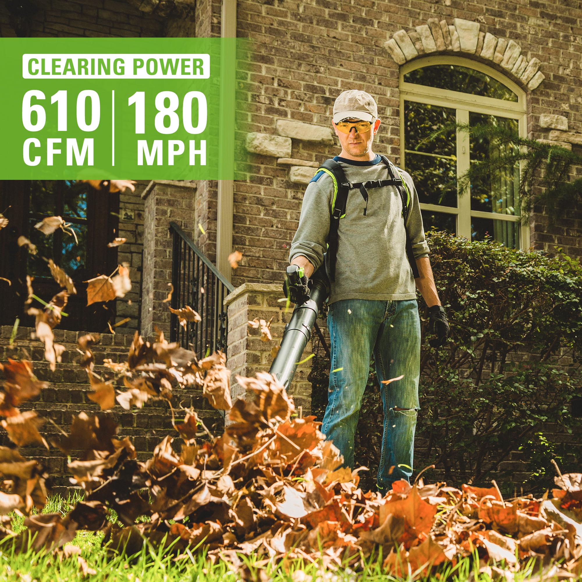 80V 610 CFM Cordless Battery Backpack Blower w/5Ah Battery and Rapid Charger