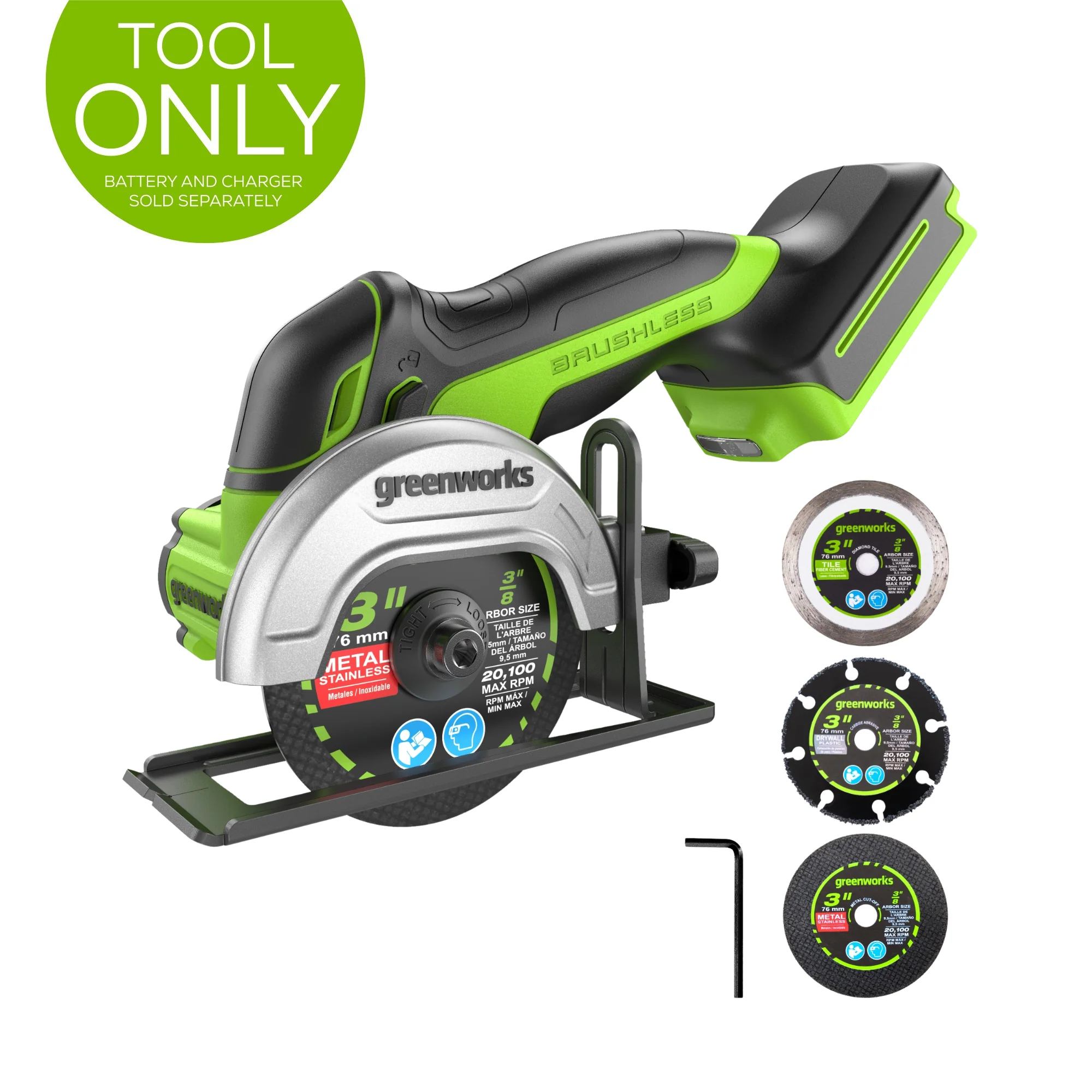 24V Cut-Off Saw w/ 3 Cut-Off Wheels (Tool Only)