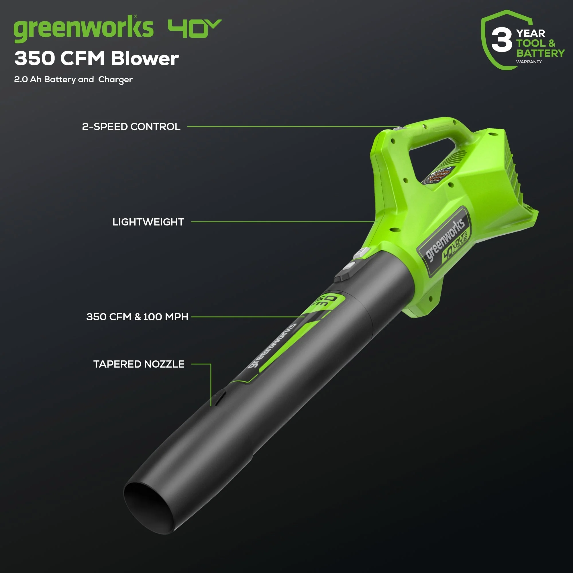 40V 13 Cordless Battery String Trimmer and 350 CFM Leaf Blower Combo Kit w/ 4.0Ah Battery & Charger