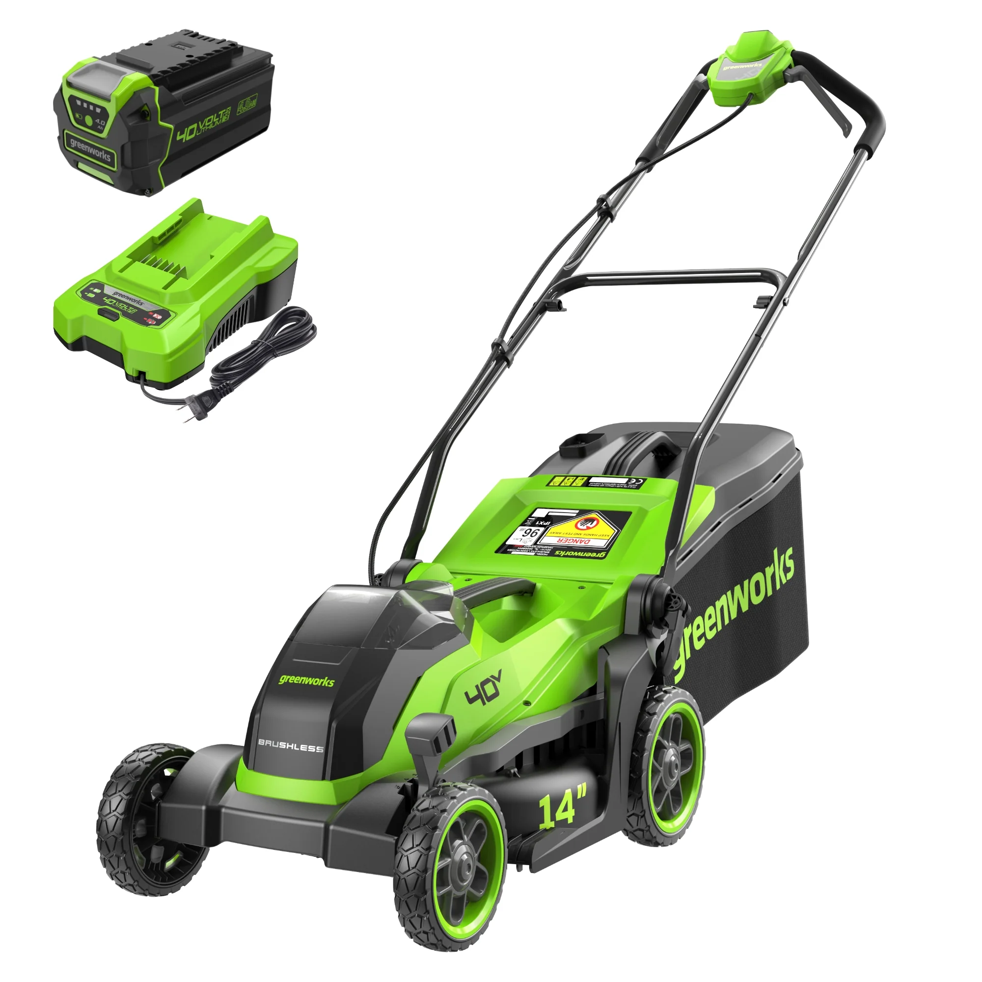 40V 14 Cordless Battery BL Push Lawn Mower w/ 4.0Ah Battery & Charger