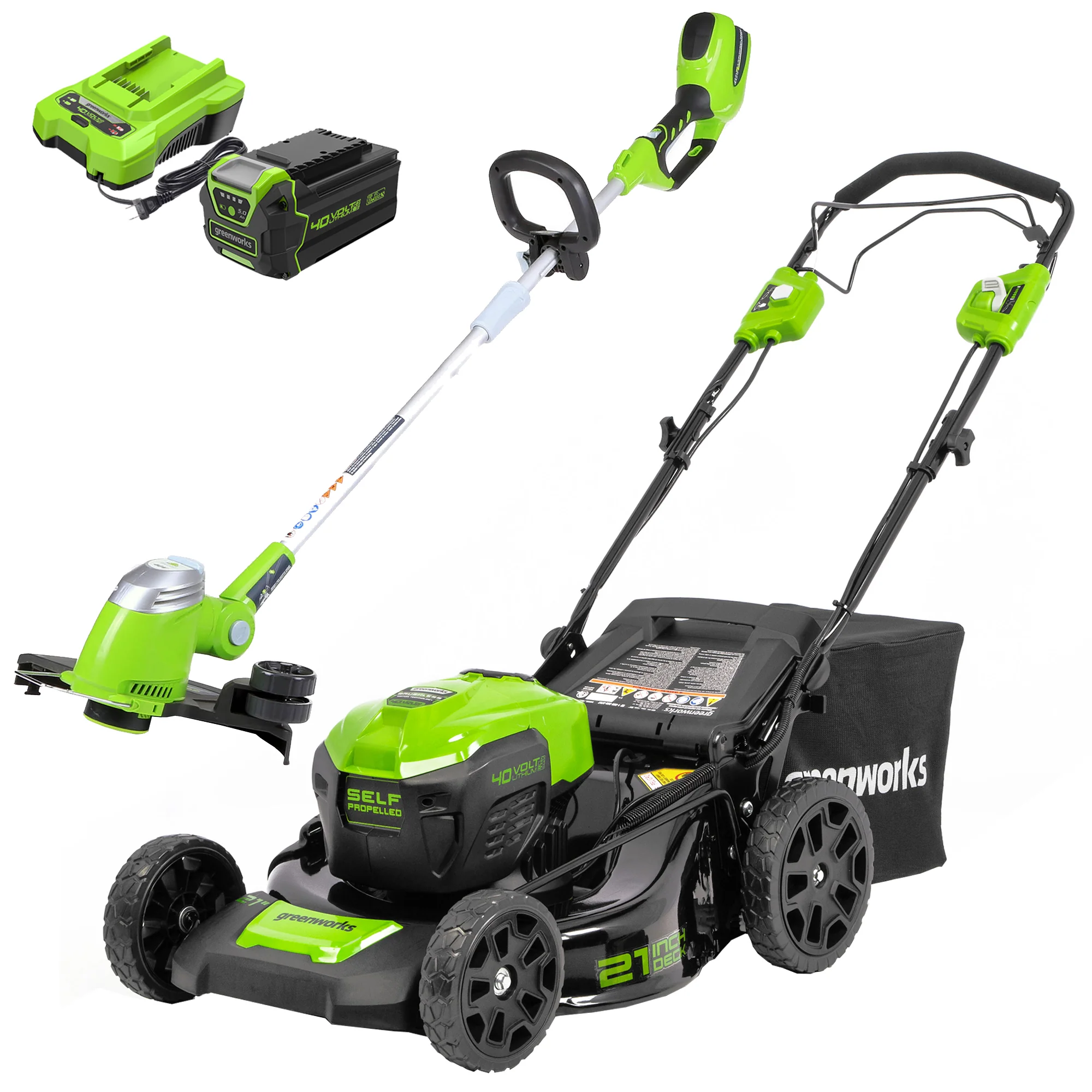 40V 21 Cordless Battery SP Mower & 13 String Trimmer Combo Kit w/ 5.0Ah Battery & Charger