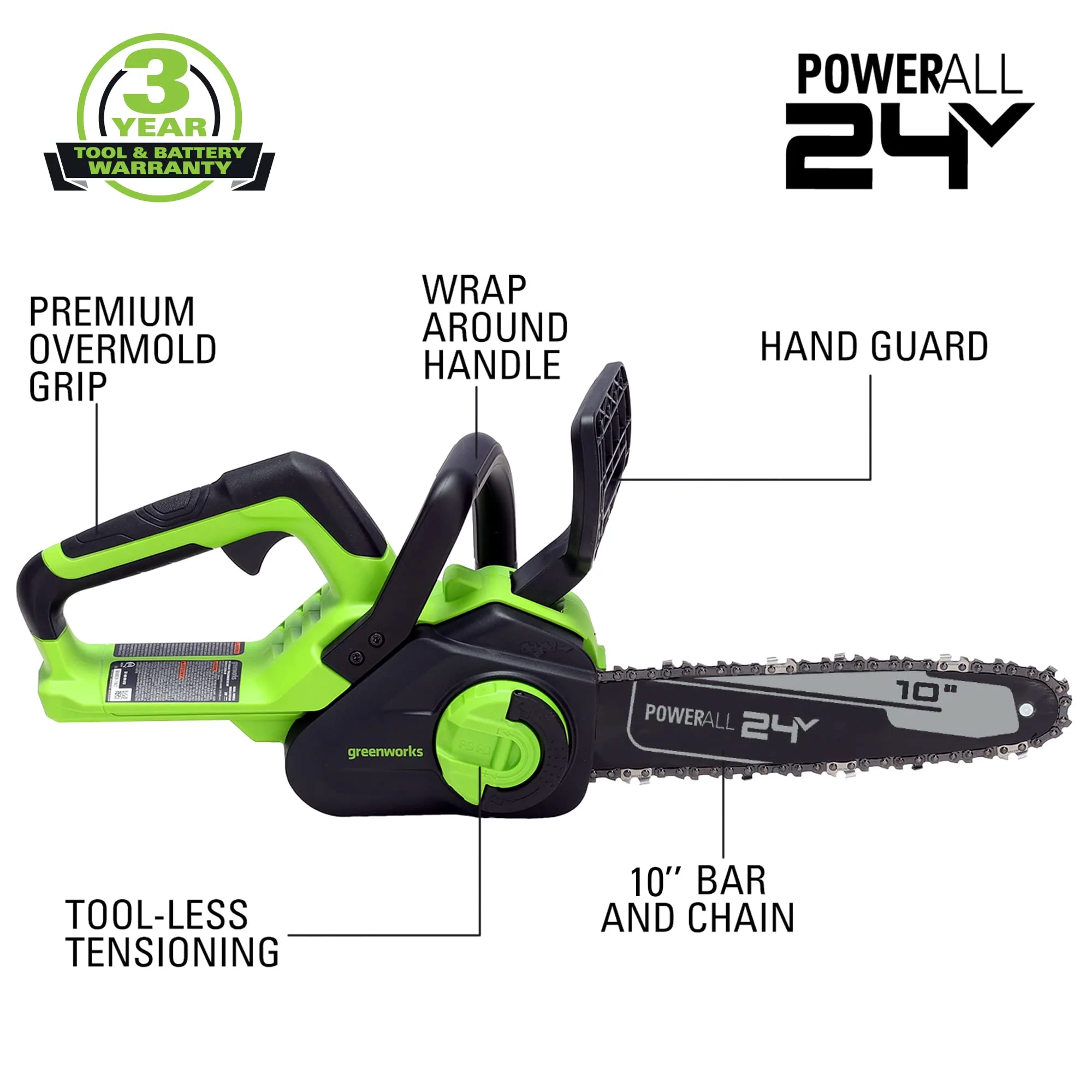 24V 10 Cordless Battery Chainsaw (Tool Only)