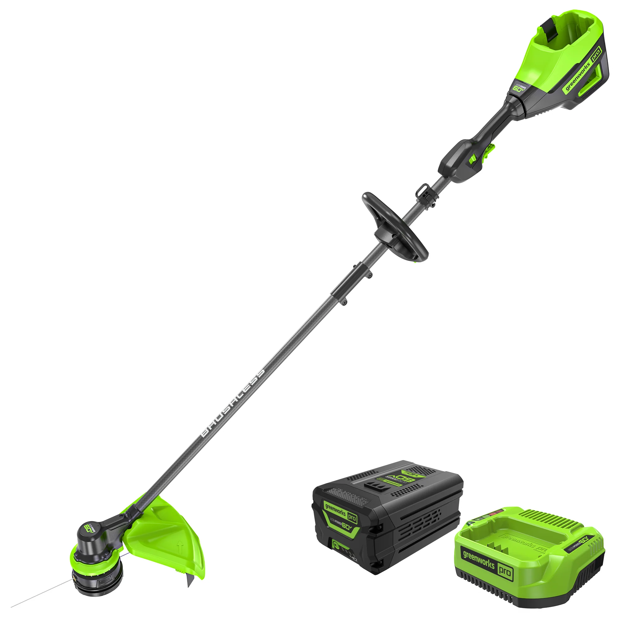 60V 17 Cordless Battery Brushless String Trimmer w/ Carbon Fiber Shaft w/ 4.0Ah Battery & Charger