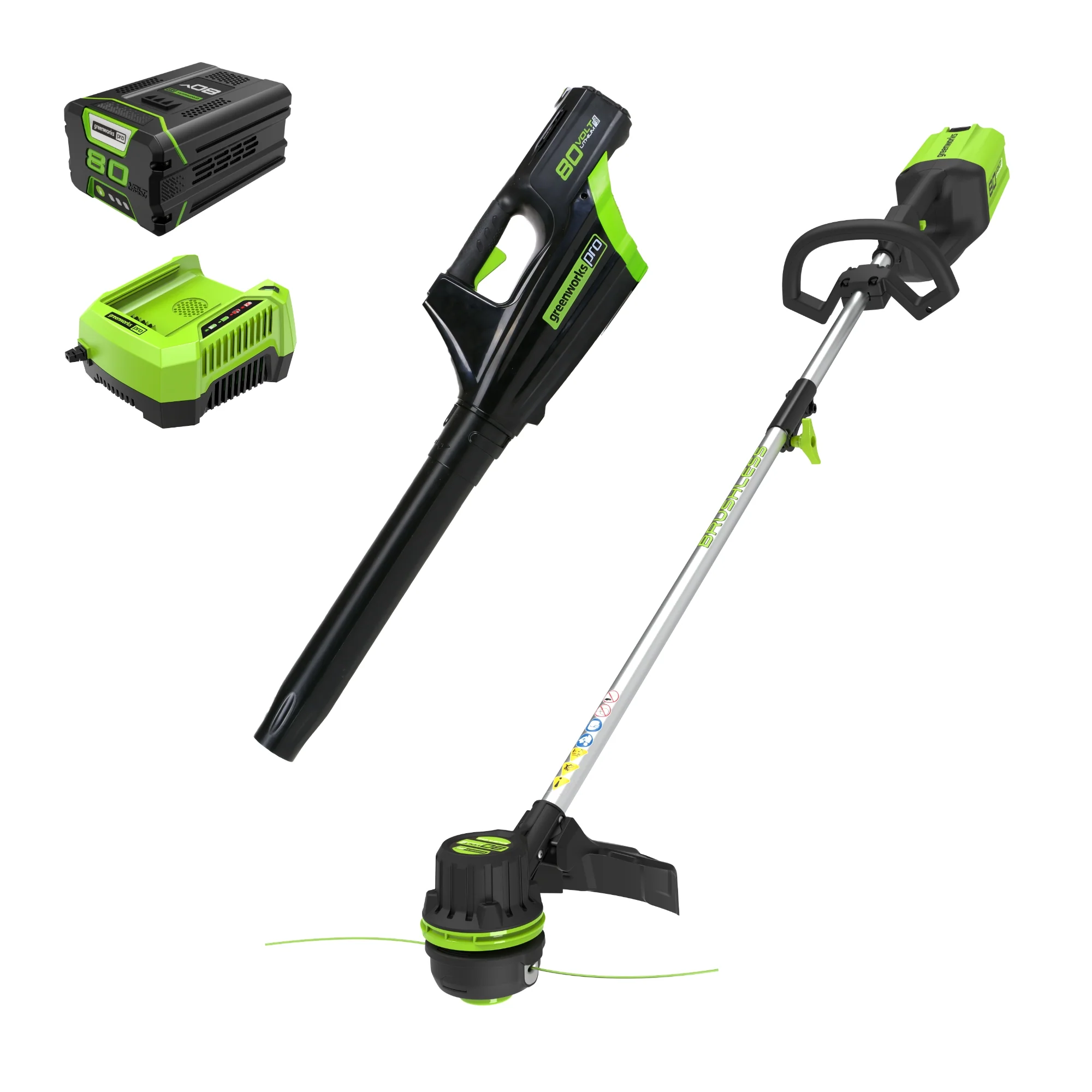 Pro 80V 16 Brushless String Trimmer & 500CFM Leaf Blower Combo w/ 2.0 Ah Battery & Charger