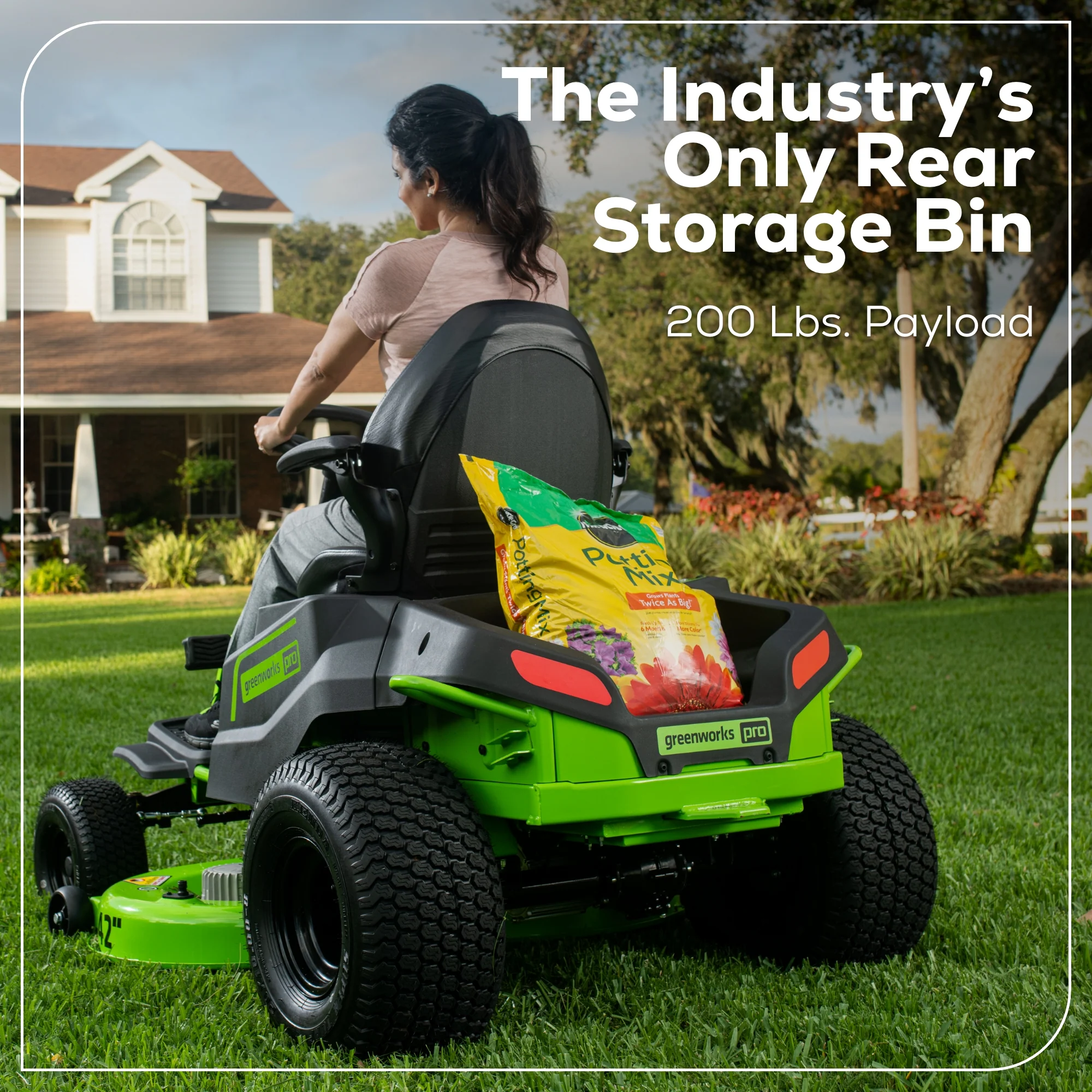 60V 42 Cordless Battery CrossoverT Riding Lawn Mower w/ Six (6) 8.0Ah Batteries and Three (3) Dual Port Turbo Chargers
