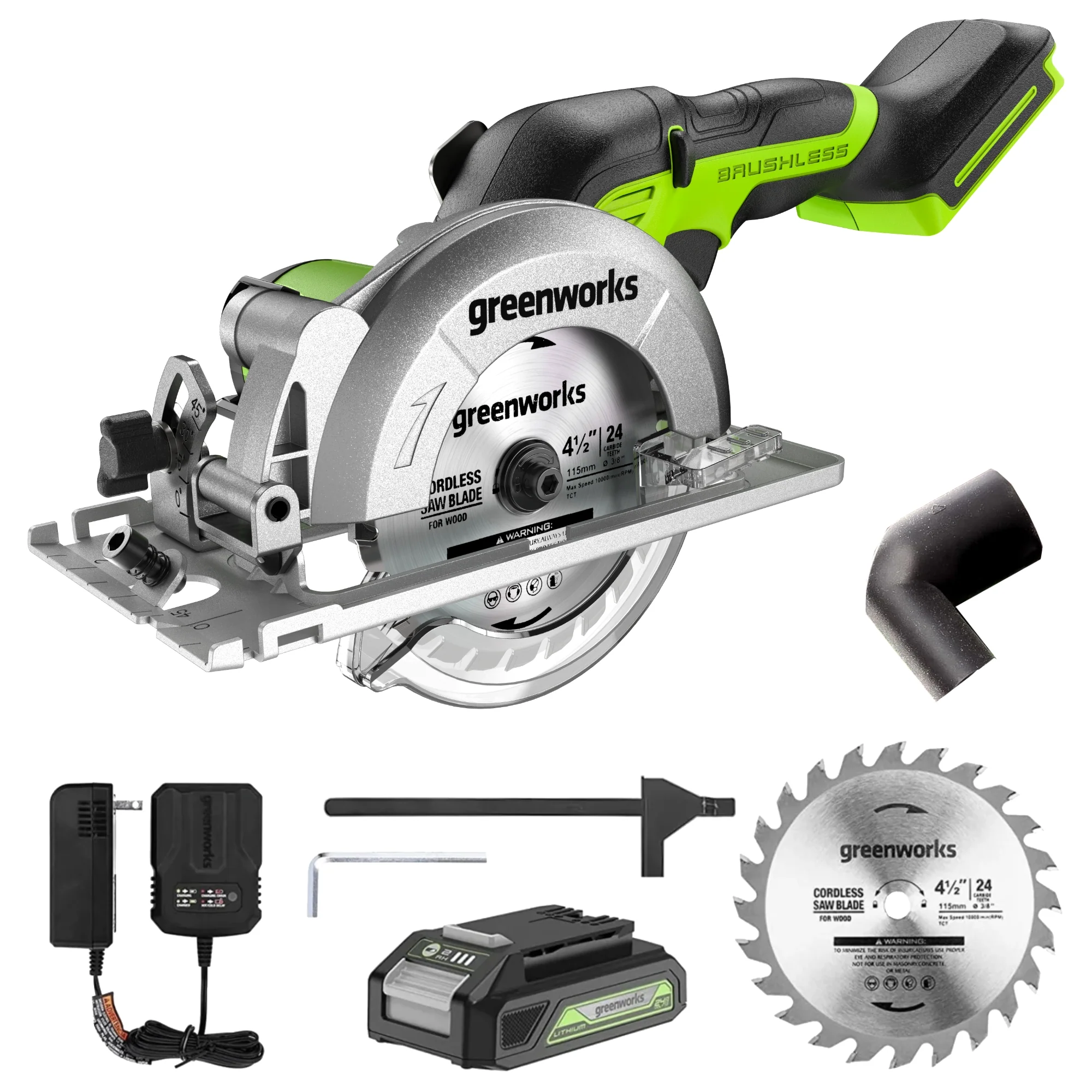 24V 4.5 Cordless Battery Mini Circular Saw w/ 2.0Ah Battery & Charger