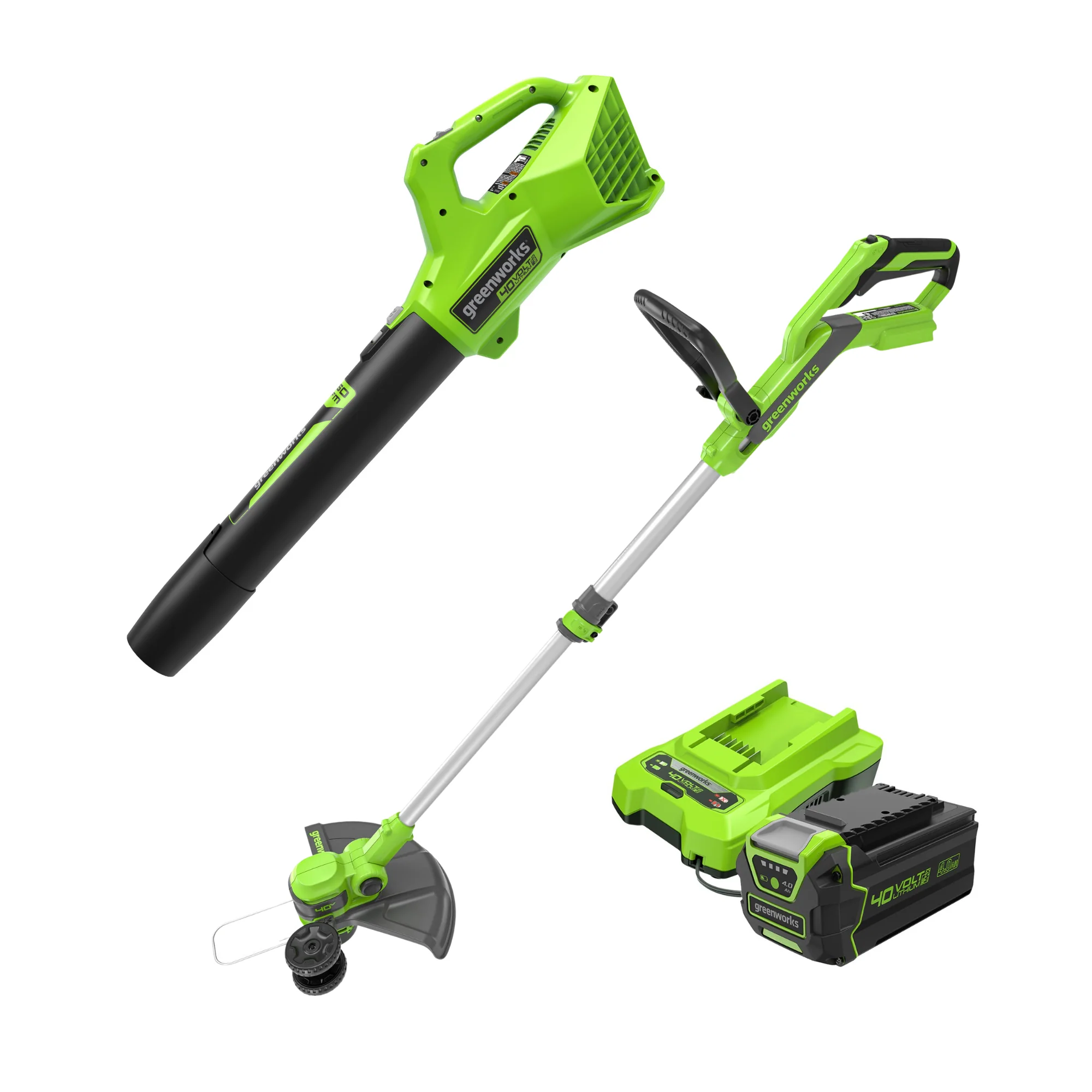 40V 13 Cordless Battery String Trimmer and 350 CFM Leaf Blower Combo Kit w/ 4.0Ah Battery & Charger