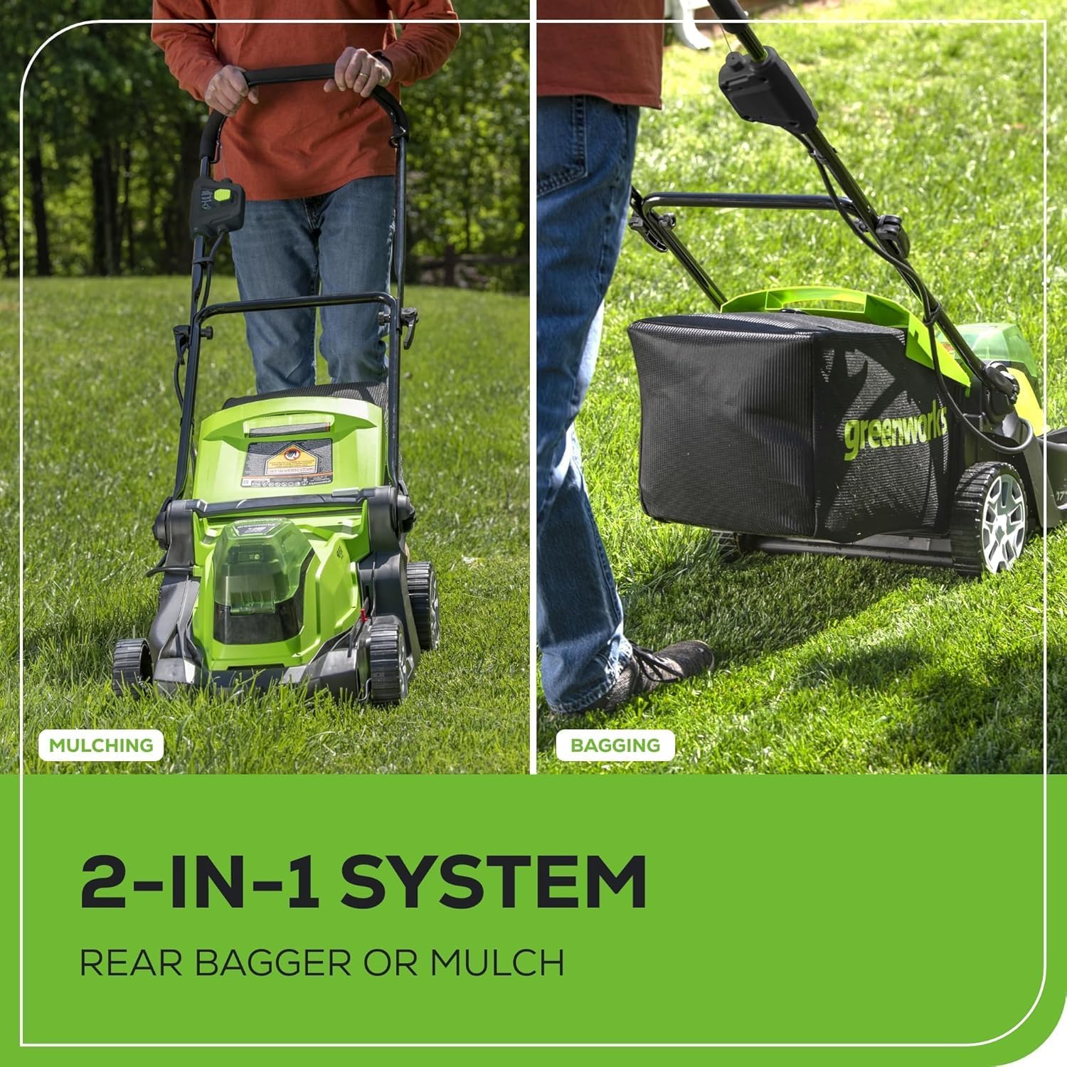 48V (2x24V) 17 Lawn Mower 4-pc Combo Kit w/ (2) 4.0Ah Batteries and (2) 2.0Ah Batteries & 2A Dual Port Charger