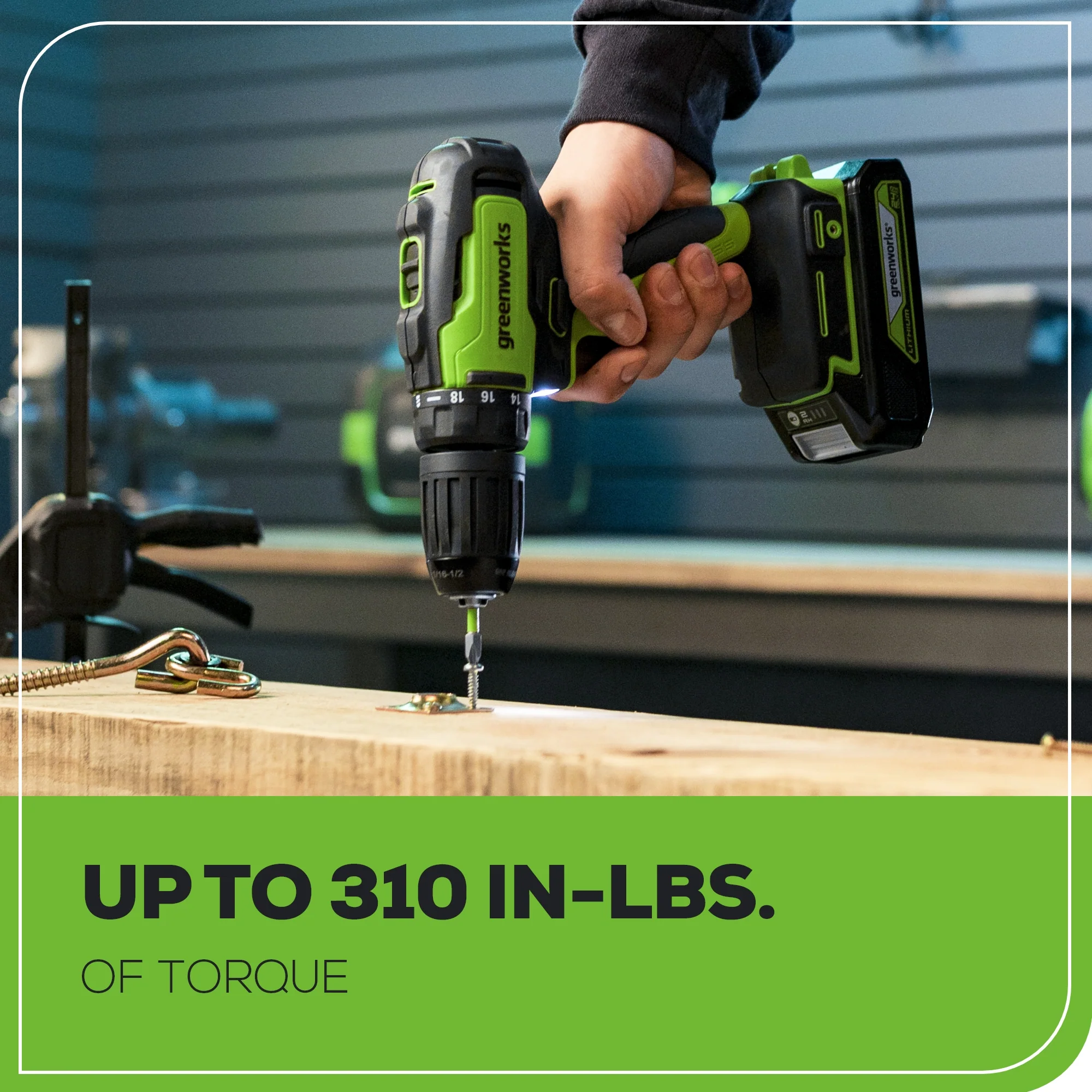 24V Brushless 1/2 310 in/lbs Drill Kit w/ (2) 2Ah Batteries and Charger, 8-piece Bit Set and Tool Bag Included