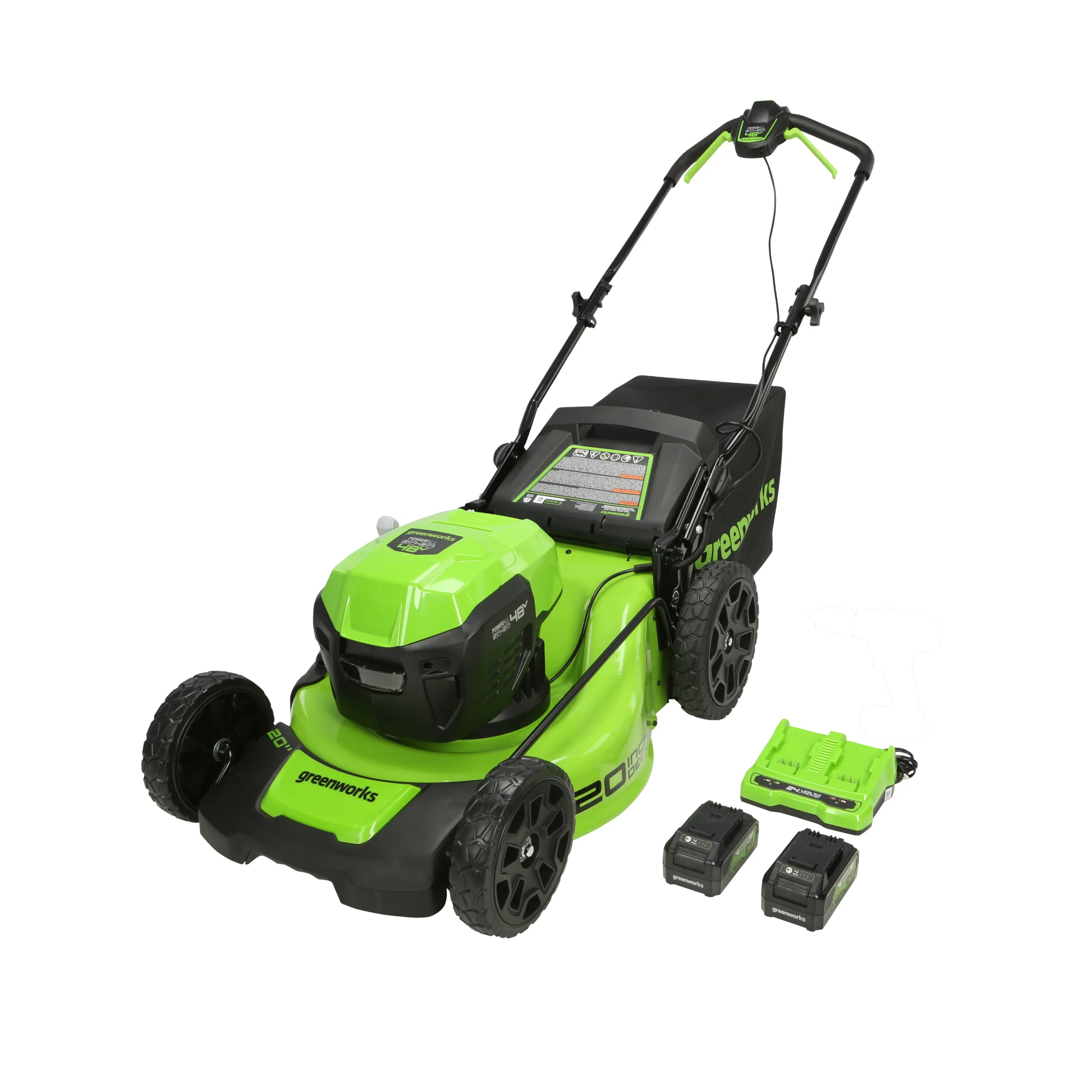 48V (2x24V) 20 Cordless Battery Push Mower w/ Two (2) 4.0Ah USB Batteries & Dual Port Rapid Charger
