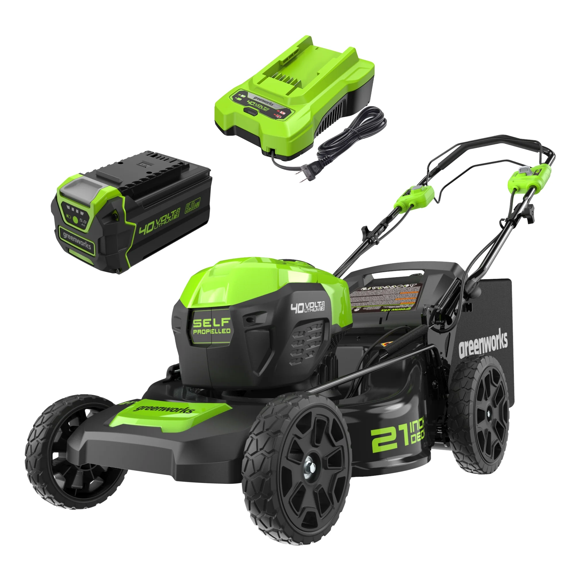 40V 21 Cordless Battery Self-Propelled Lawn Mower w/ 5.0Ah Battery & Charger