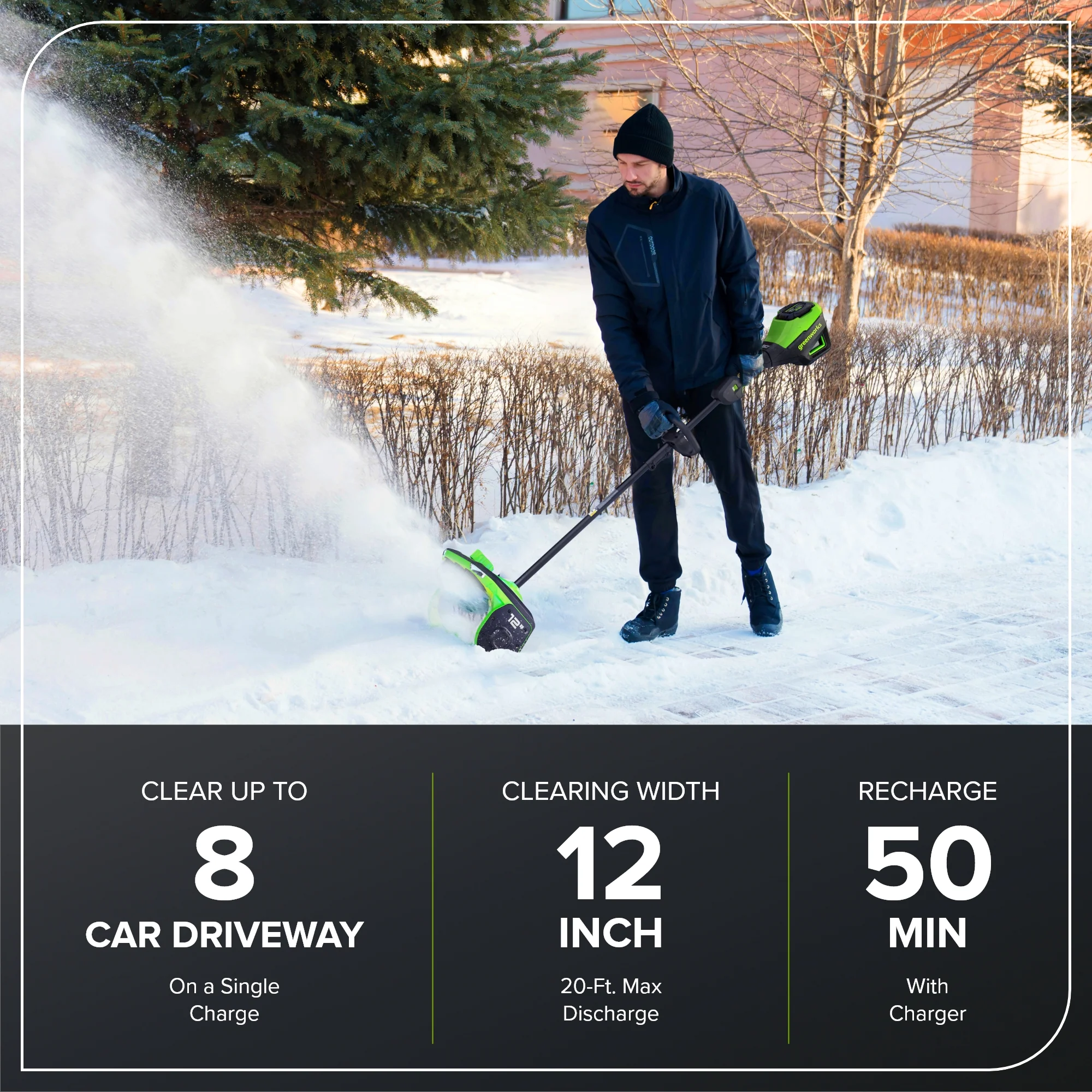 80V 12 Cordless Battery LED Snow Shovel w/ Directional Vanes (Tool Only)