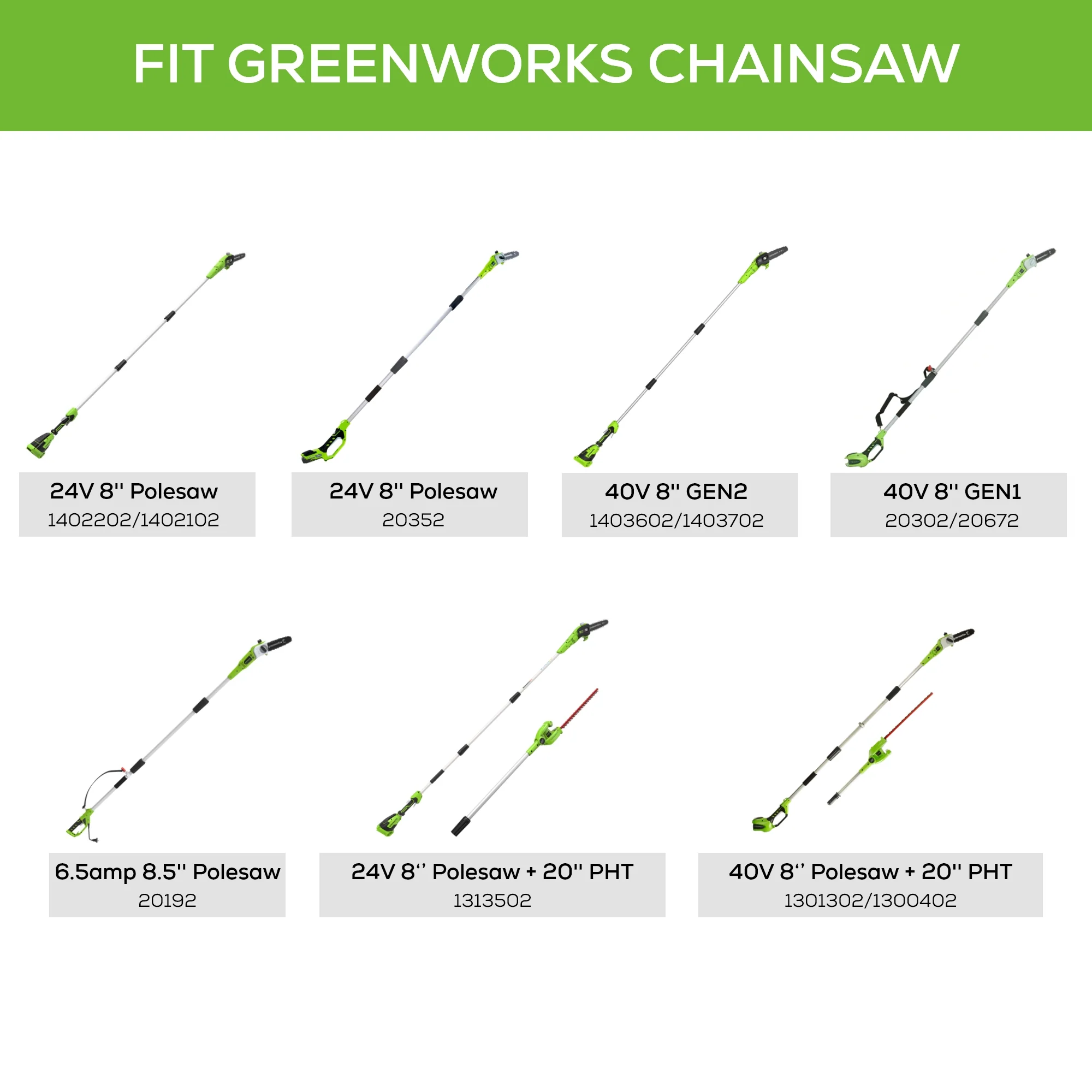 8 Replacement Pole Saw Chain w/ 3/8 Pitch, .050 Chain Gauge & 33DL