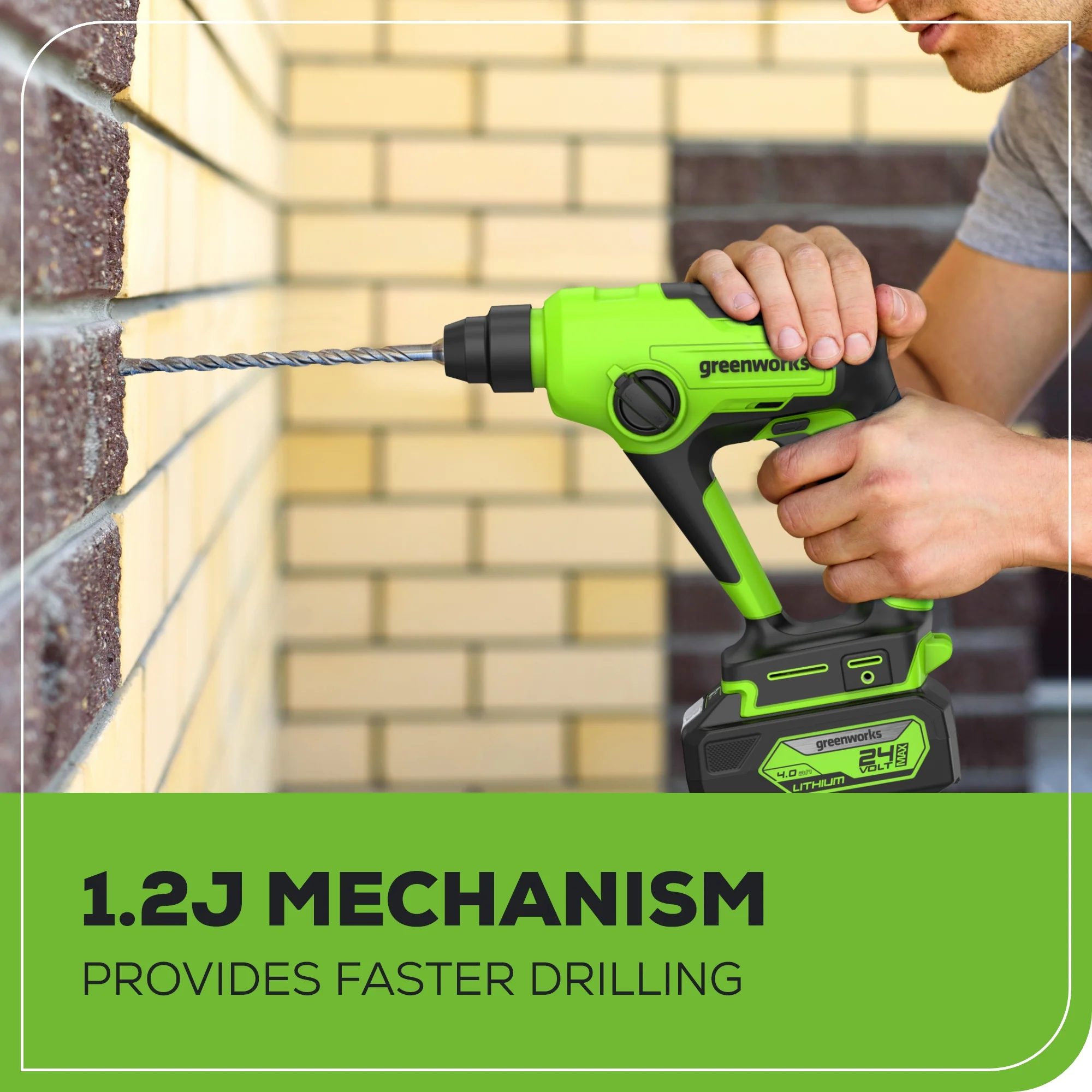 24V SDS 1.2J Brushless Rotary Hammer Drill & (3) 6 Drill Bits w/ 4.0Ah Battery and Charger