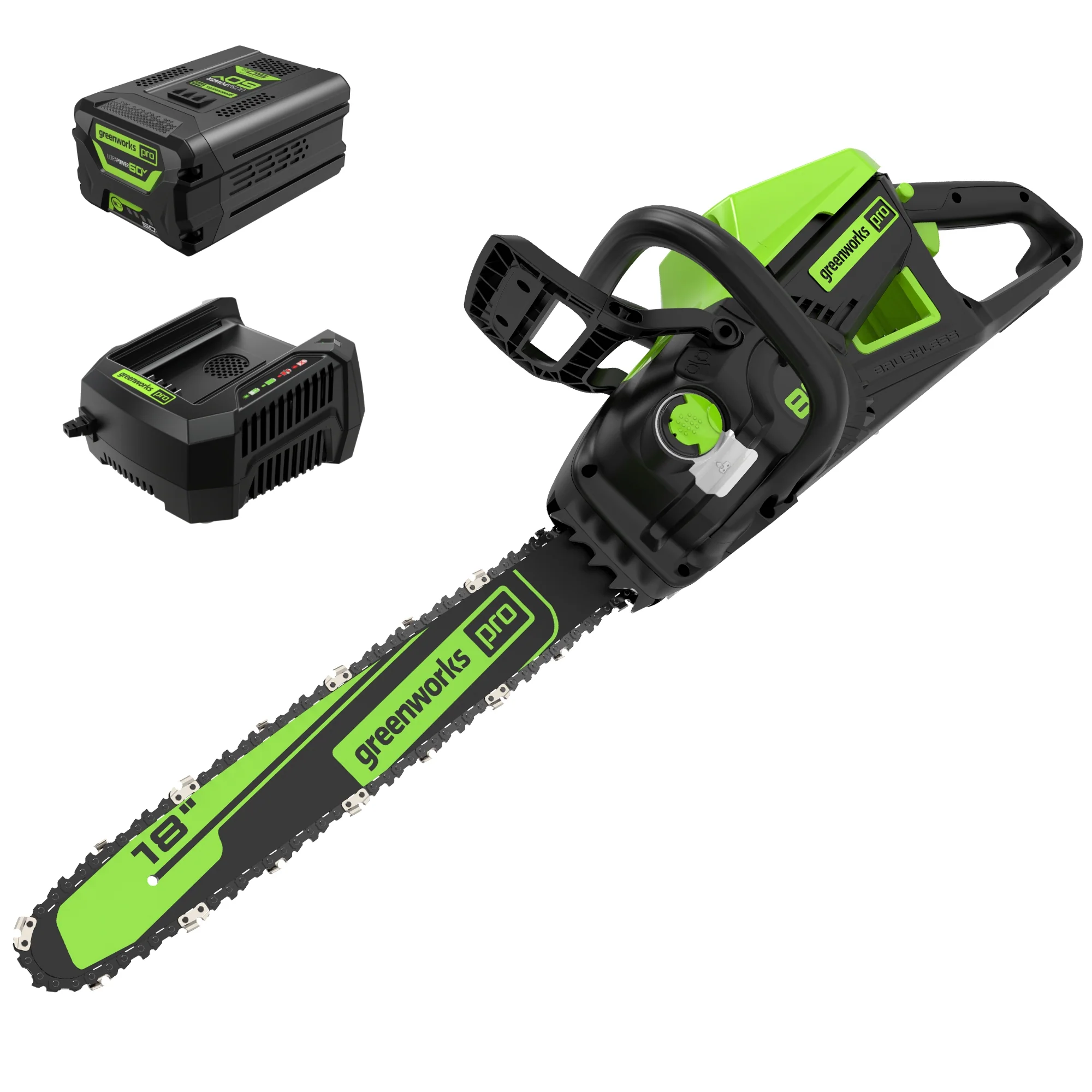 60V 18 Cordless Battery BL 2.5kW Chainsaw w/ 5.0Ah Battery & Rapid Charger