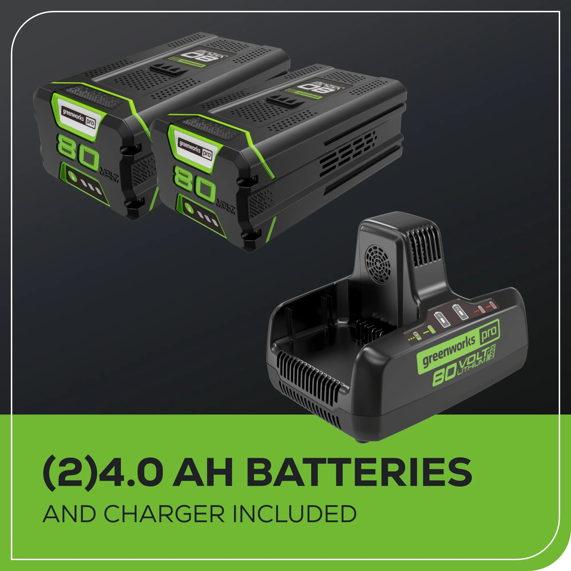80V 21 Cordless Battery 4-in-1 Self-Propelled Mower w/ (2) 4.0Ah Batteries & Charger