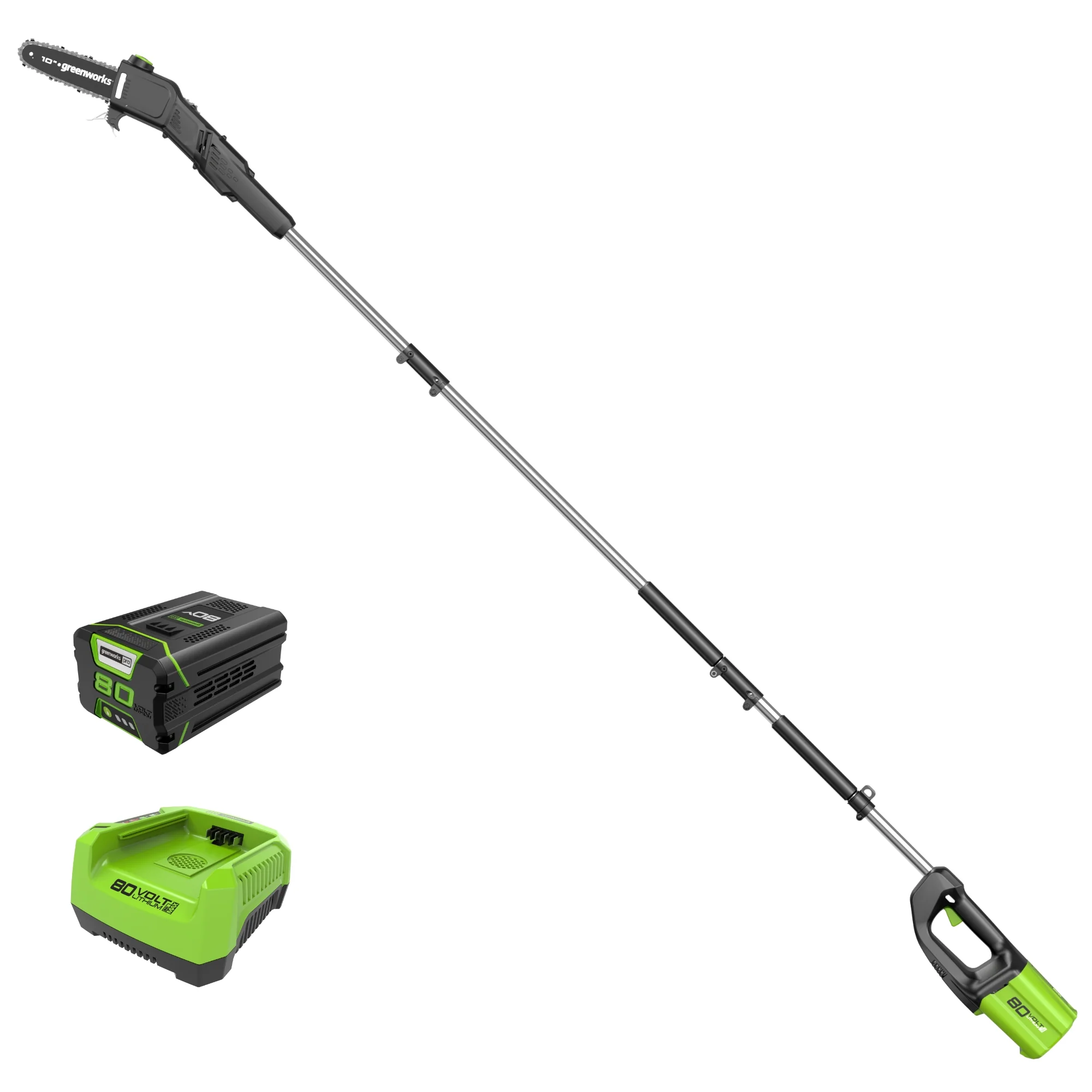 80V Cordless 10 Brushless Pole Saw w/ 2.0Ah Battery & Rapid Charger